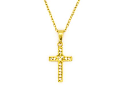 Náhrdelník KŘÍŽEK s kamínky GOLD