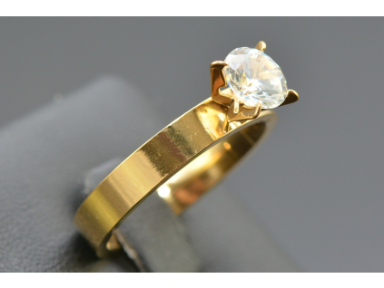 S0954 Prstýnek GOLD s krystalkem - chirurgická ocel