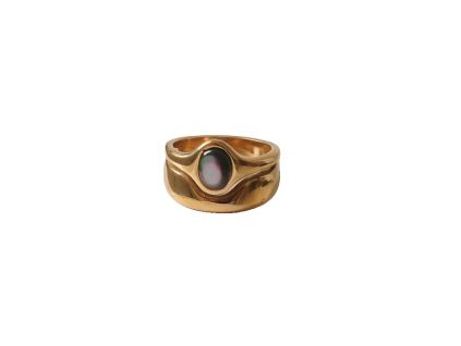 Prsten ALOUETTE ČERNÝ 18K GOLD PLATED