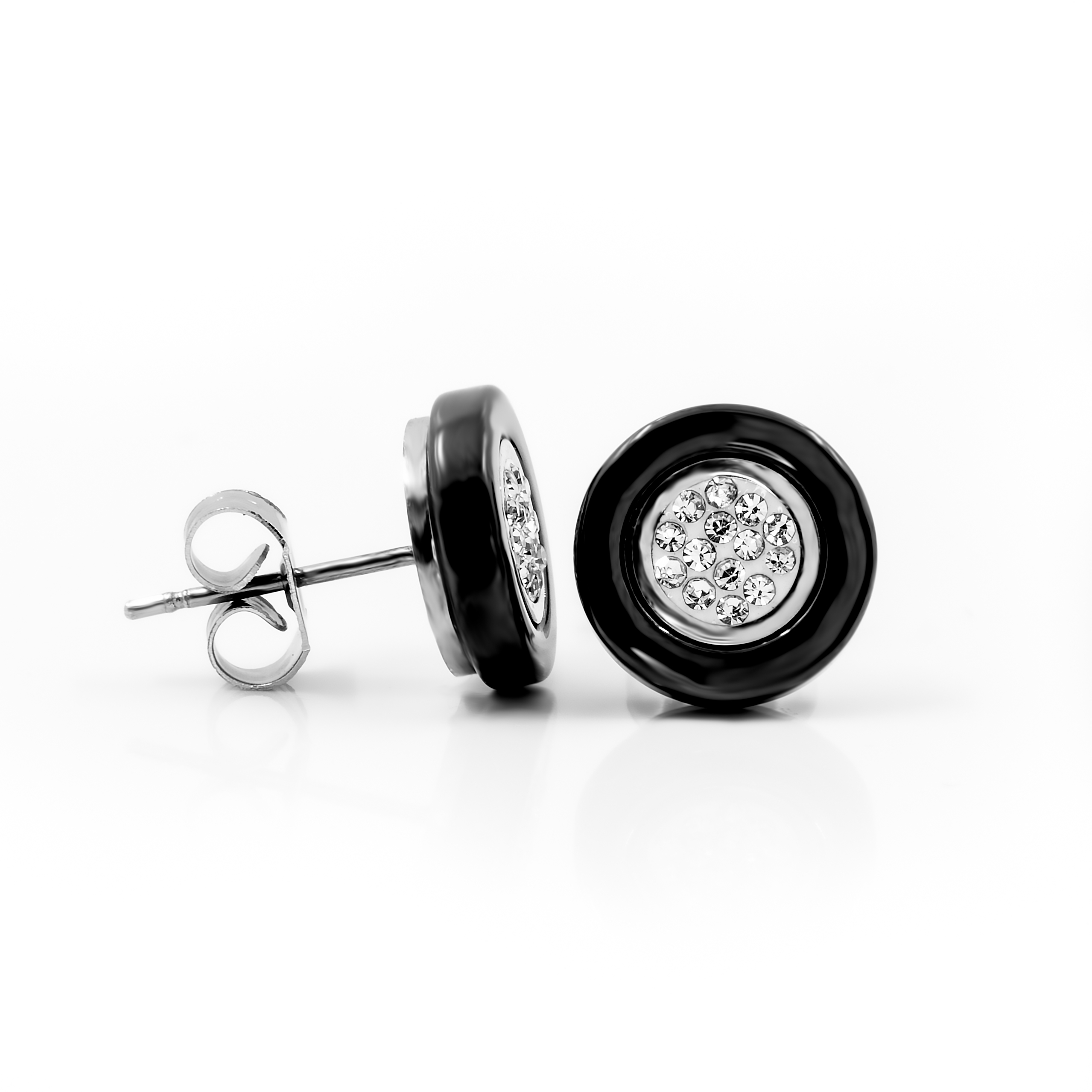 BRUNOshop.cz Náušnice s kamínky ČERNÉ