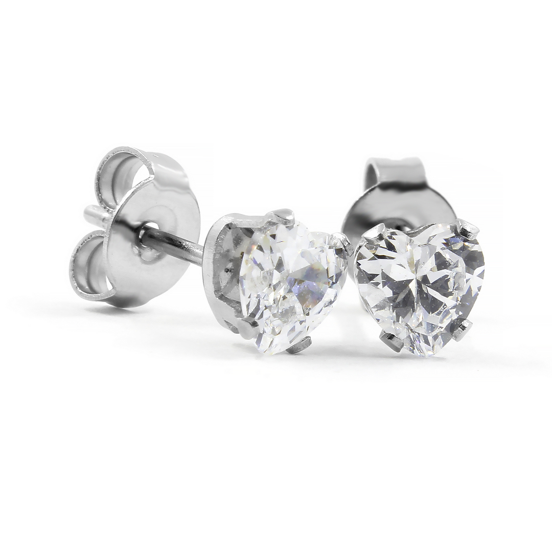 BRUNOshop.cz Srdíčkové náušnice s kamínkem 0,4 cm