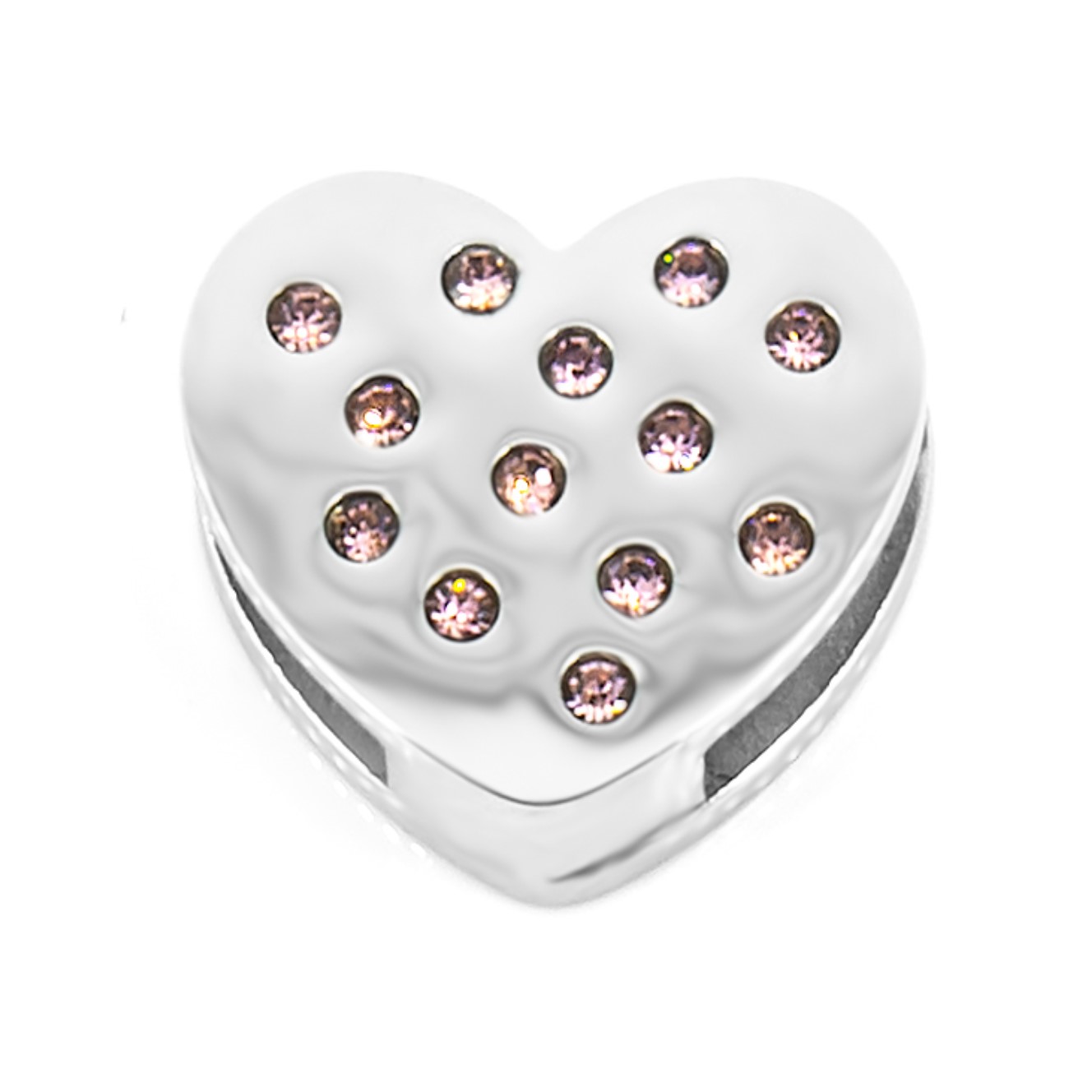 BRUNOshop.cz Přívěsek na plochý náramek SRDCE s kamínky RŮŽOVÝ