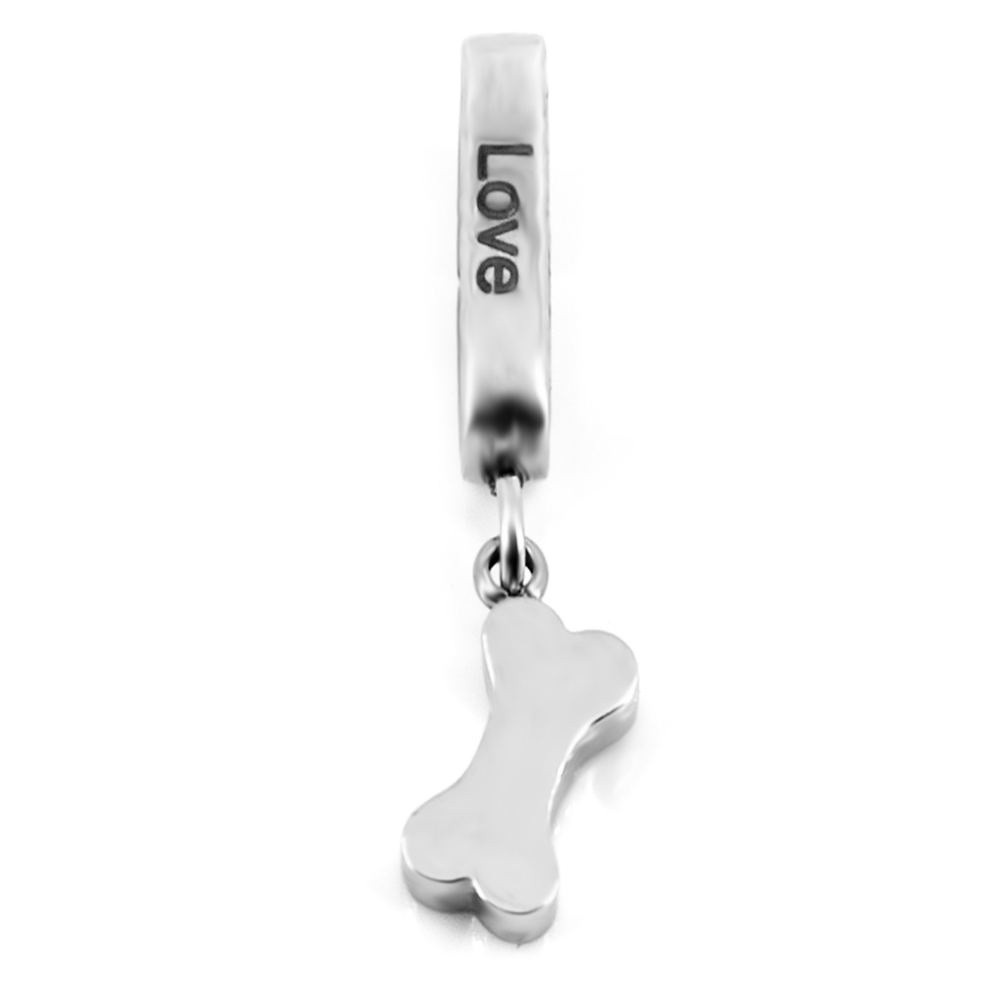 BRUNOshop.cz Visací přívěsek na plochý náramek KOST s nápisem LÁSKA