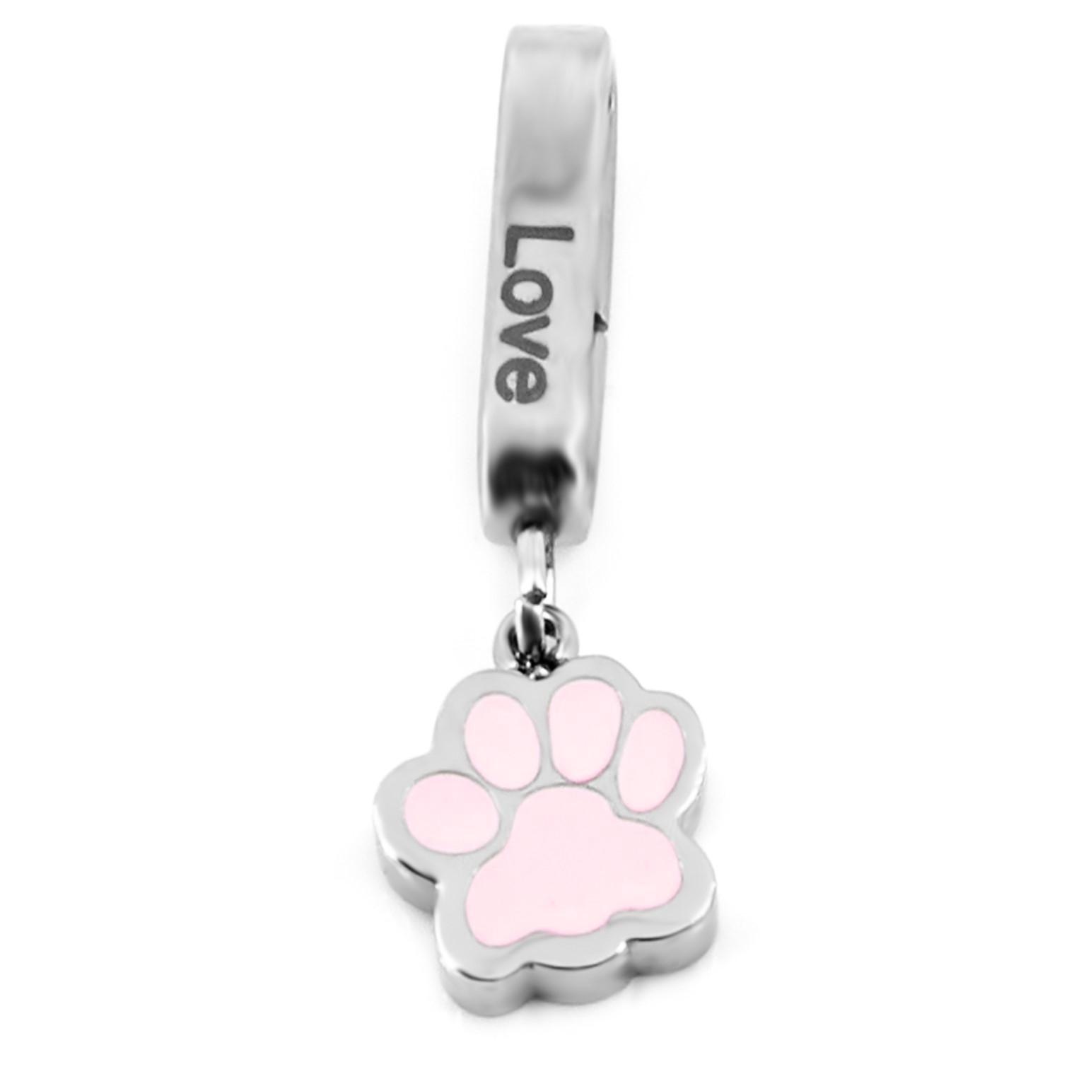 BRUNOshop.cz Visací přívěsek na plochý náramek TLAPKA s nápisem LÁSKA RŮŽOVÝ