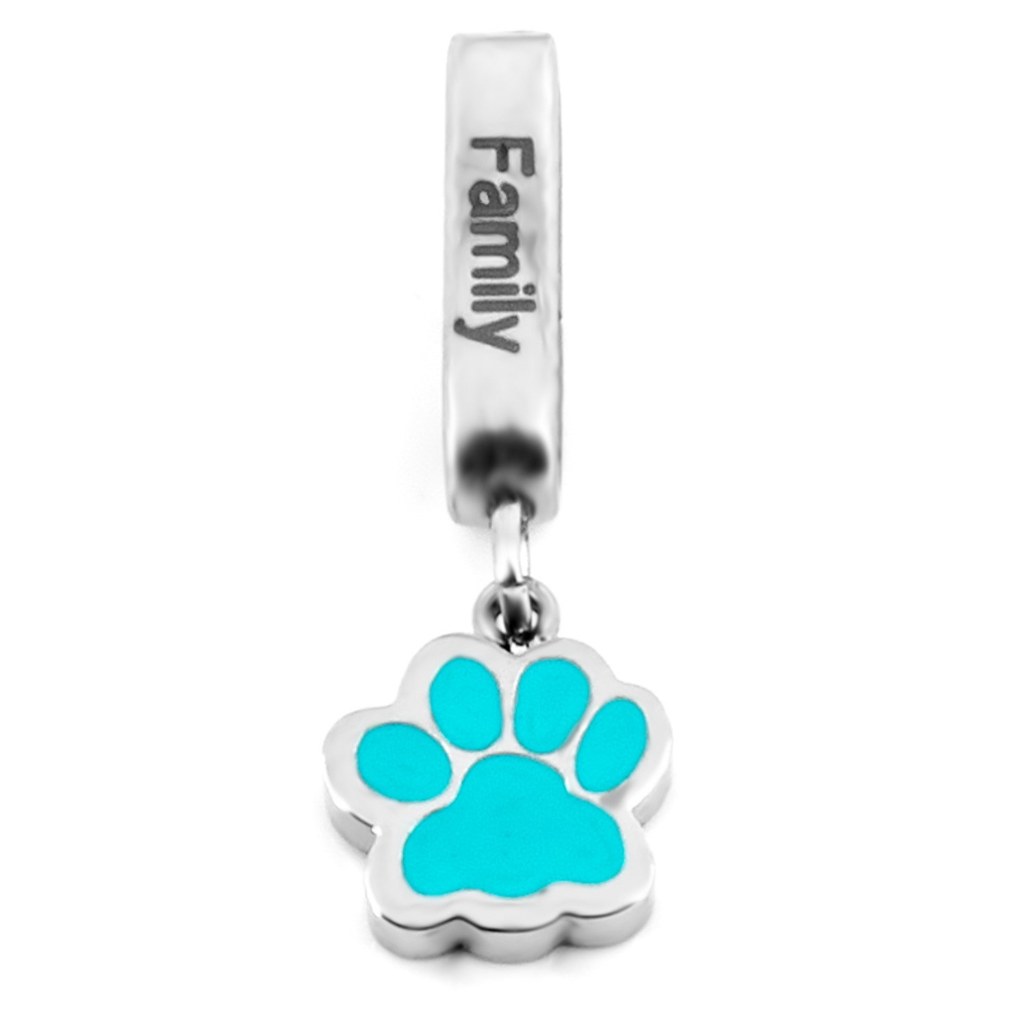 BRUNOshop.cz Visací přívěsek na plochý náramek TLAPKA s nápisem RODINA MODRÝ