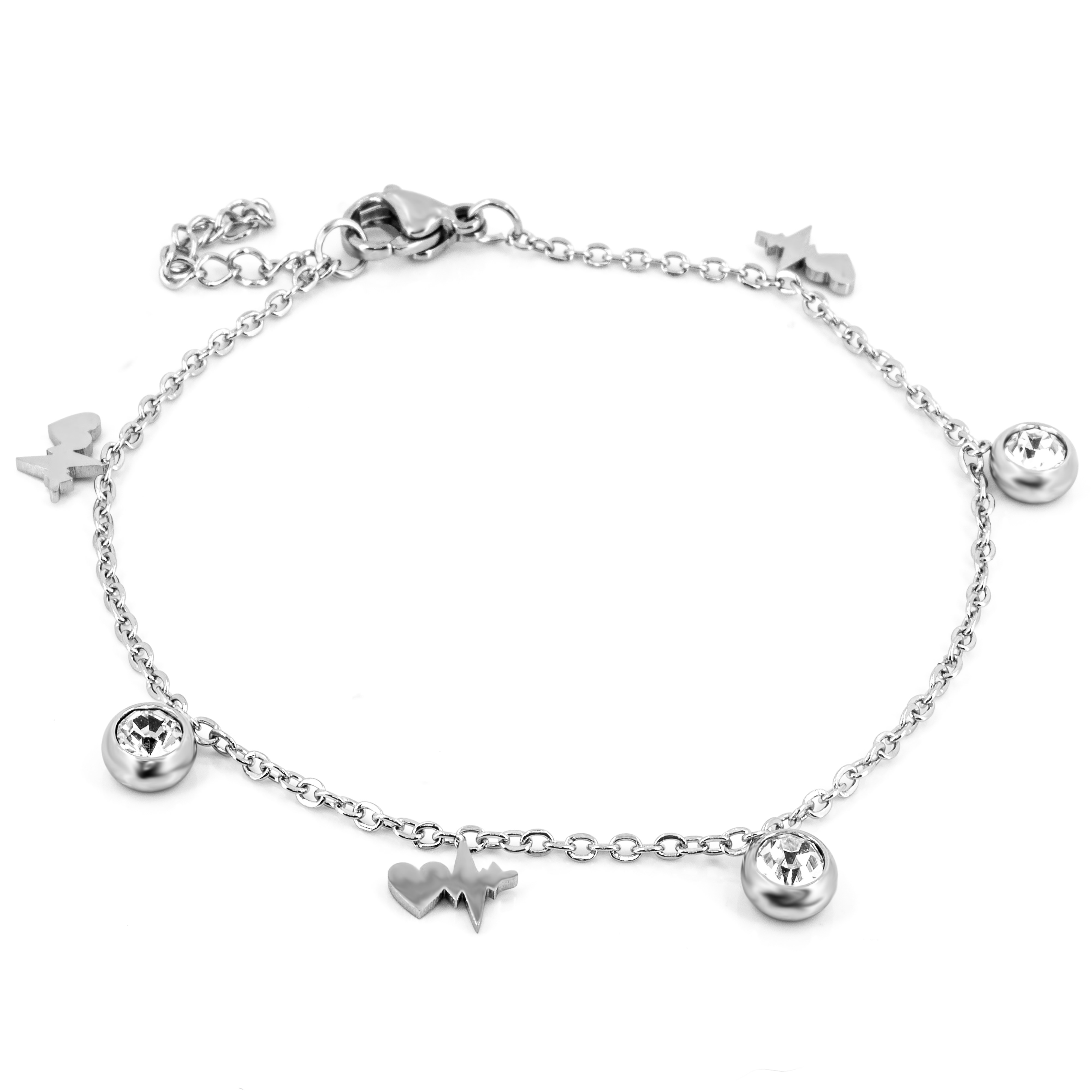 BRUNOshop.cz Náramek KŘIVKA EKG se SRDÍČKEM s kamínky