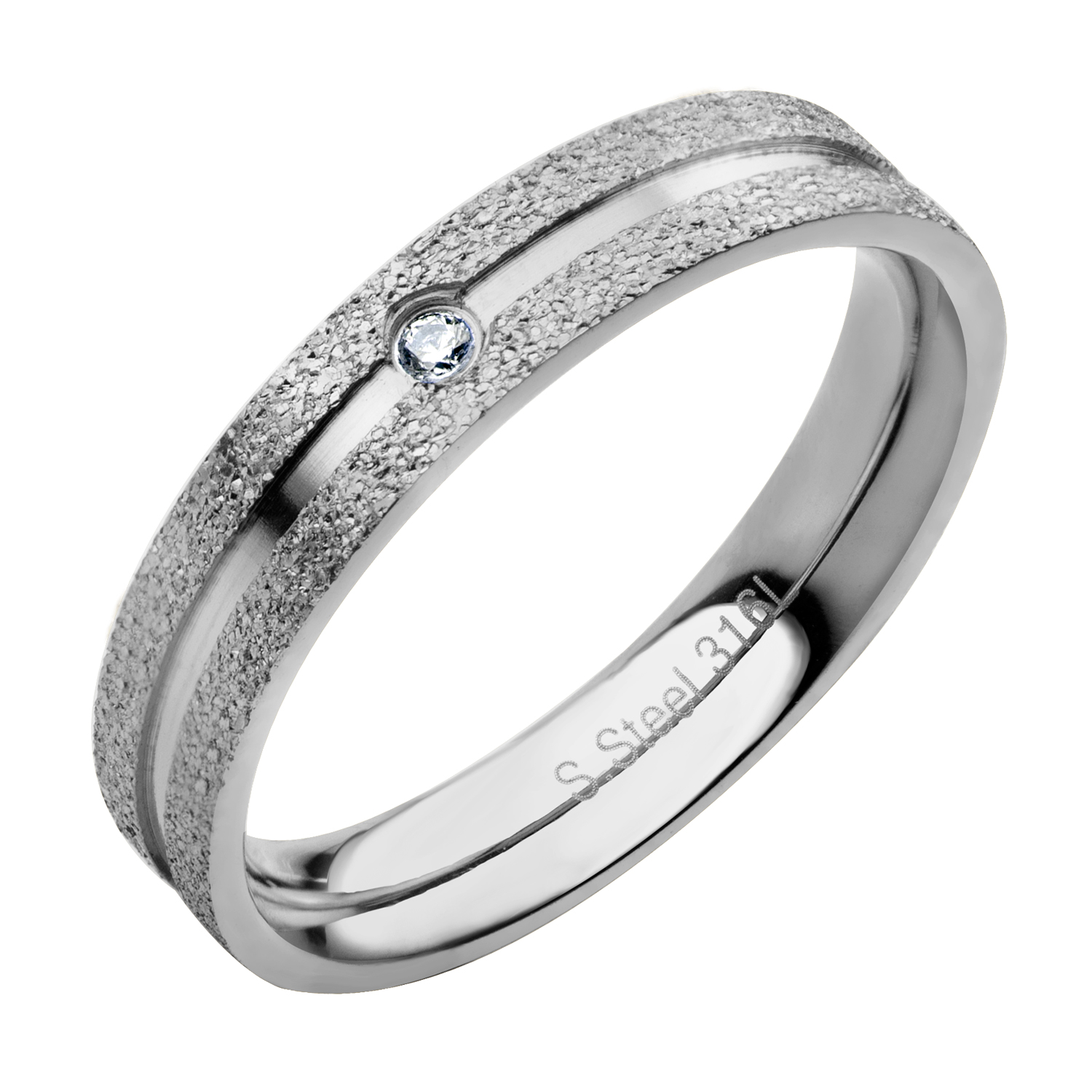 S3718 Pískovaný prsten s kamínkem Velikost: 5 (EU: 49 - 51)