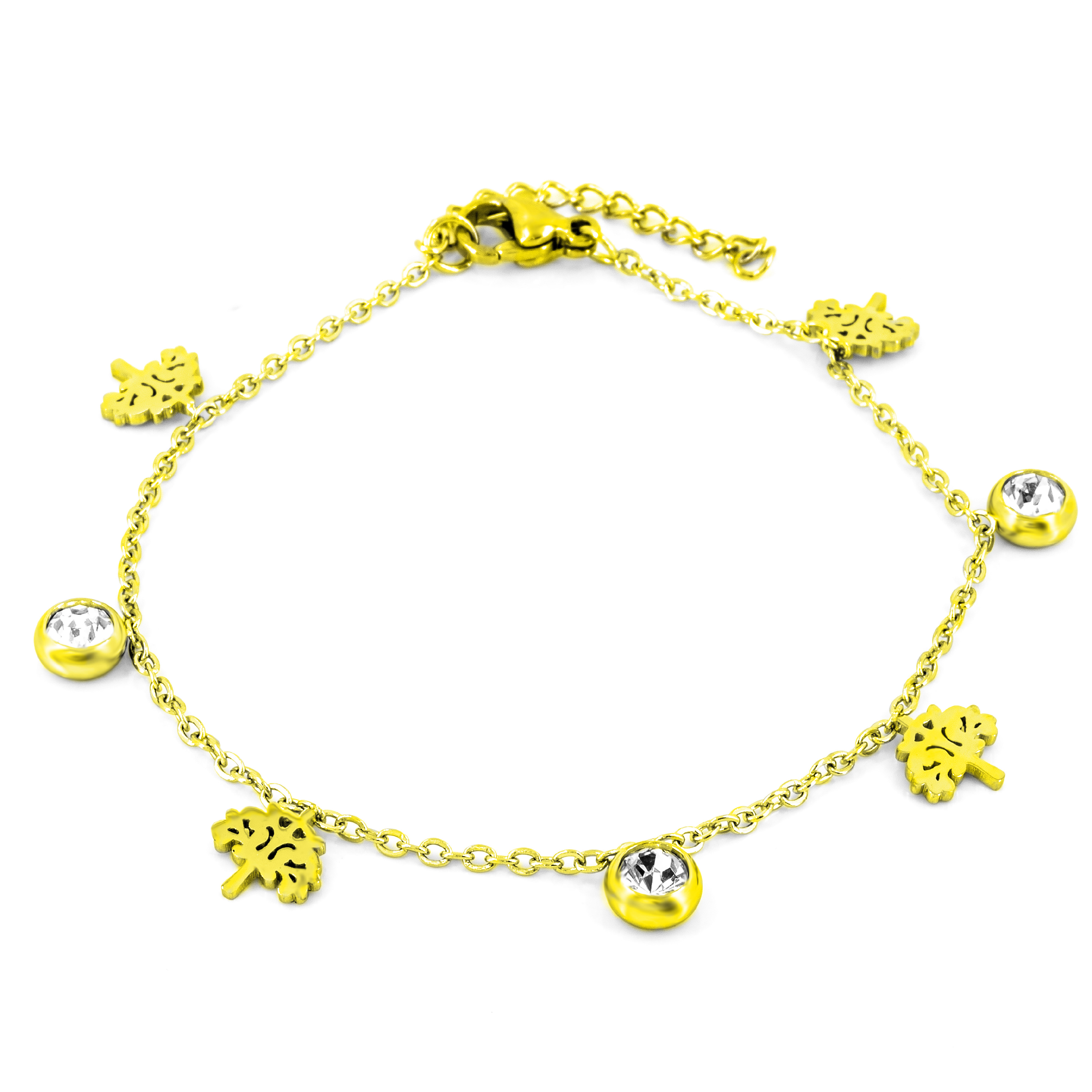 BRUNOshop.cz Řetízek na nohu STROM ŽIVOTA s kamínky GOLD