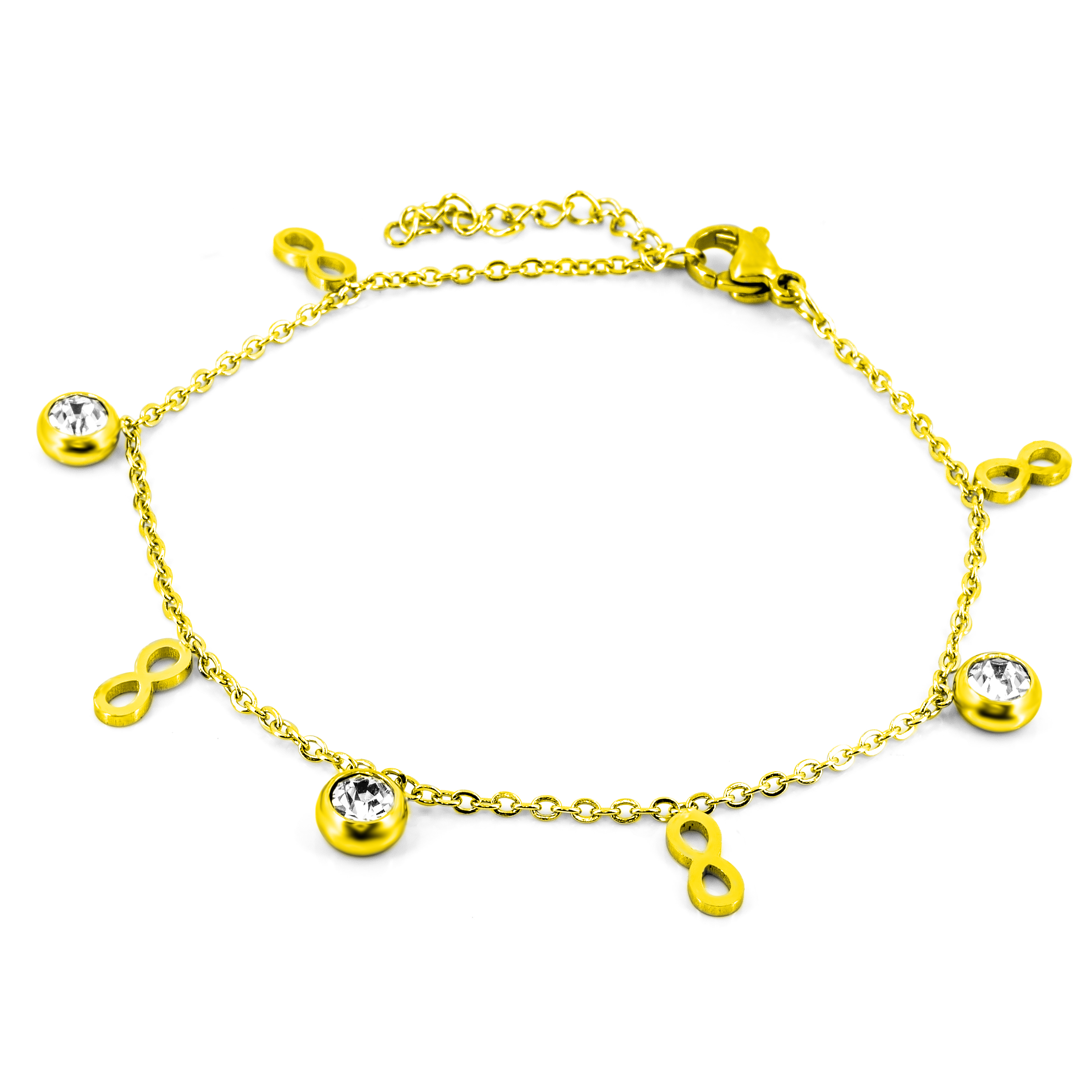 BRUNOshop.cz Řetízek na nohu NEKONEČNO s kamínky GOLD