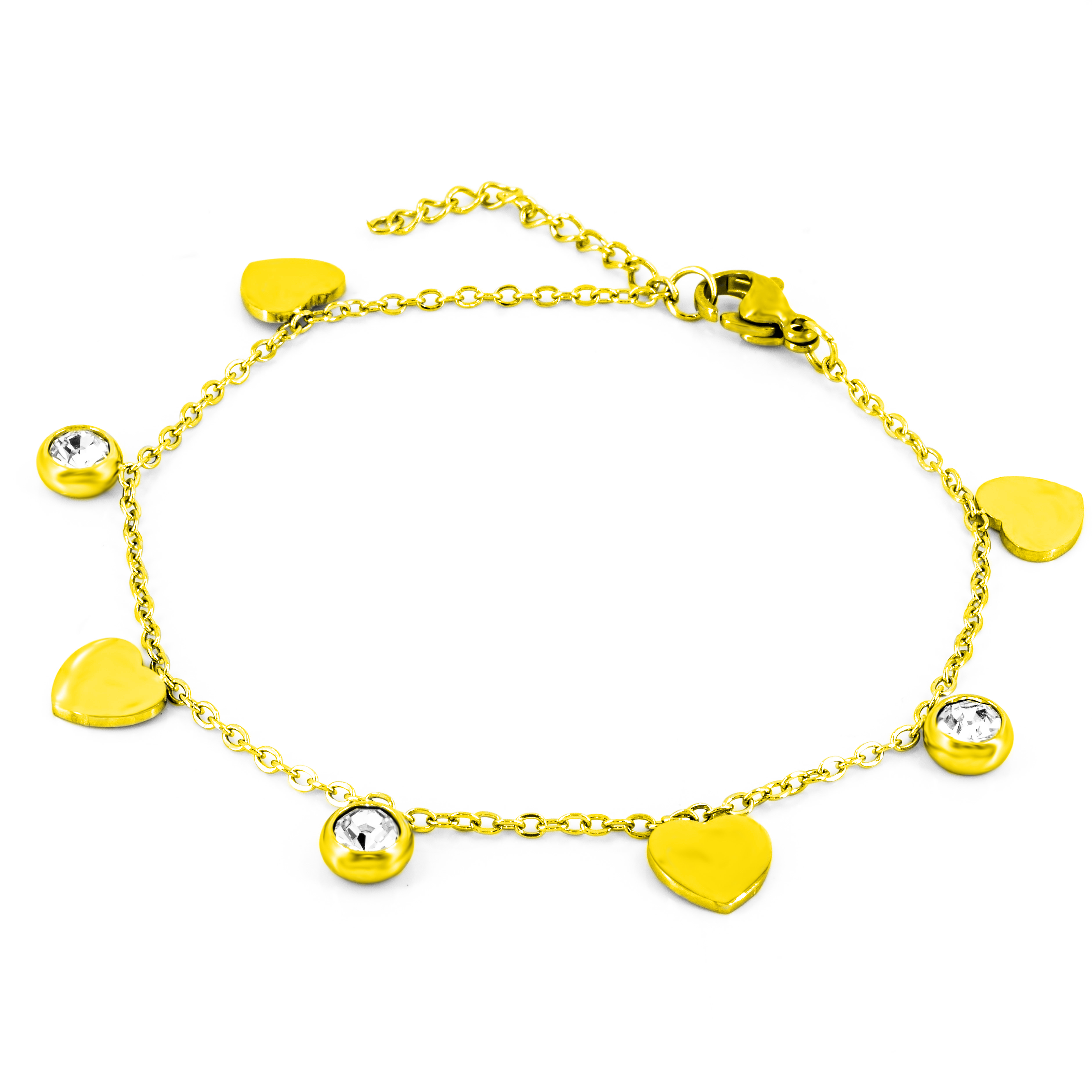 BRUNOshop.cz Řetízek na nohu SRDCE s kamínky GOLD