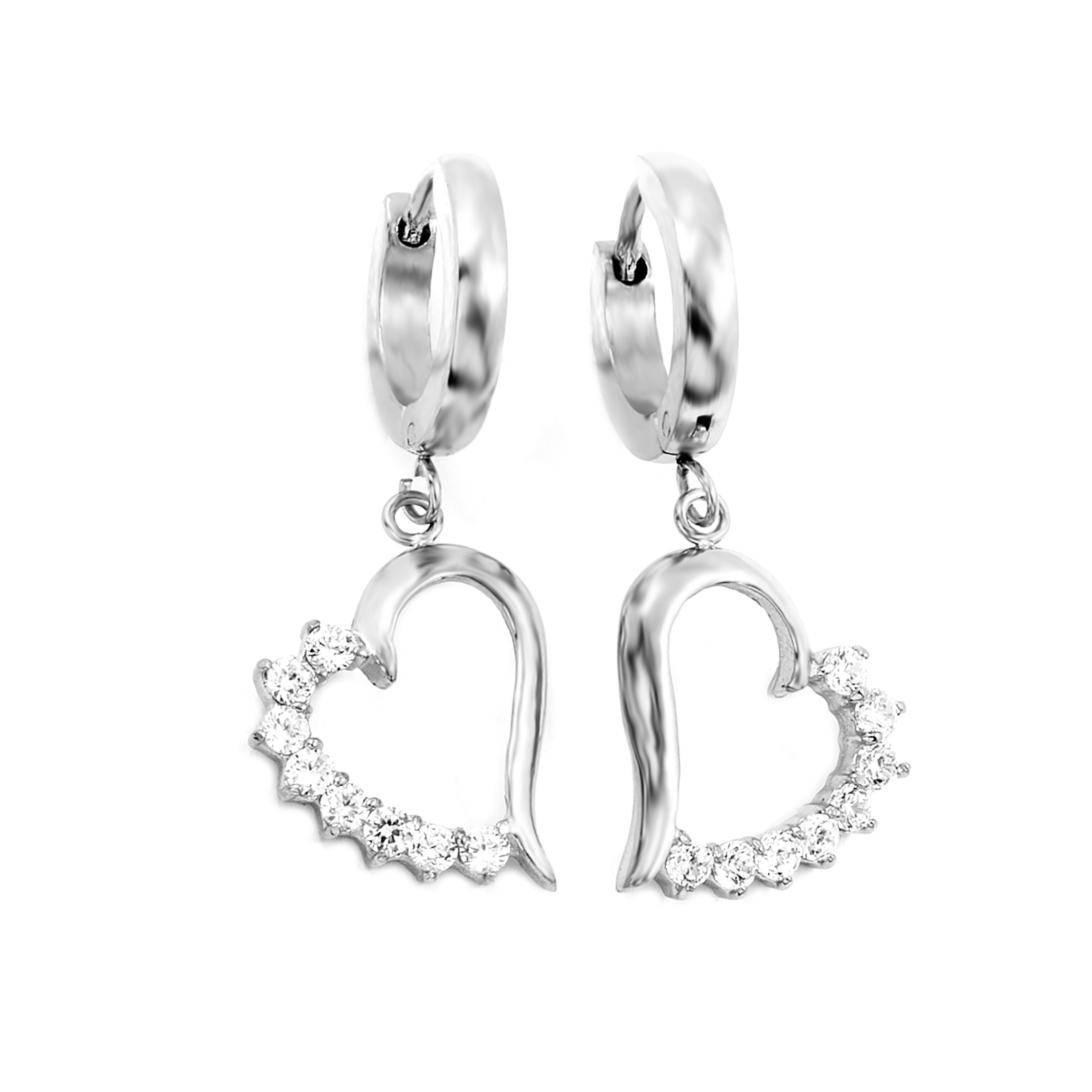 BRUNOshop.cz Visací náušnice SRDÍČKA s kamínky