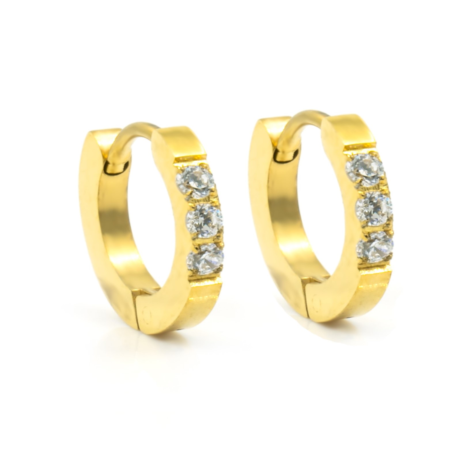 BRUNOshop.cz Náušnice kroužky s kamínky GOLD