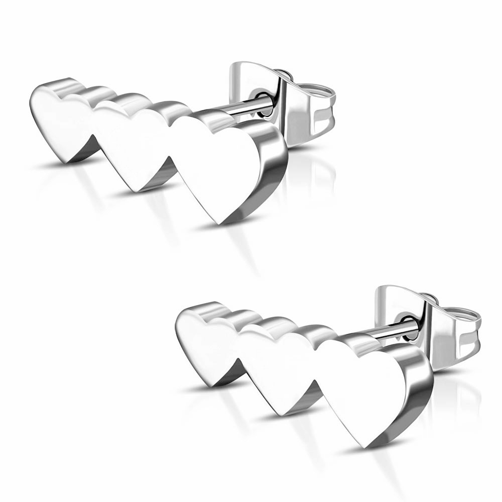 BRUNOshop.cz Náušnice trojitá SRDÍČKA