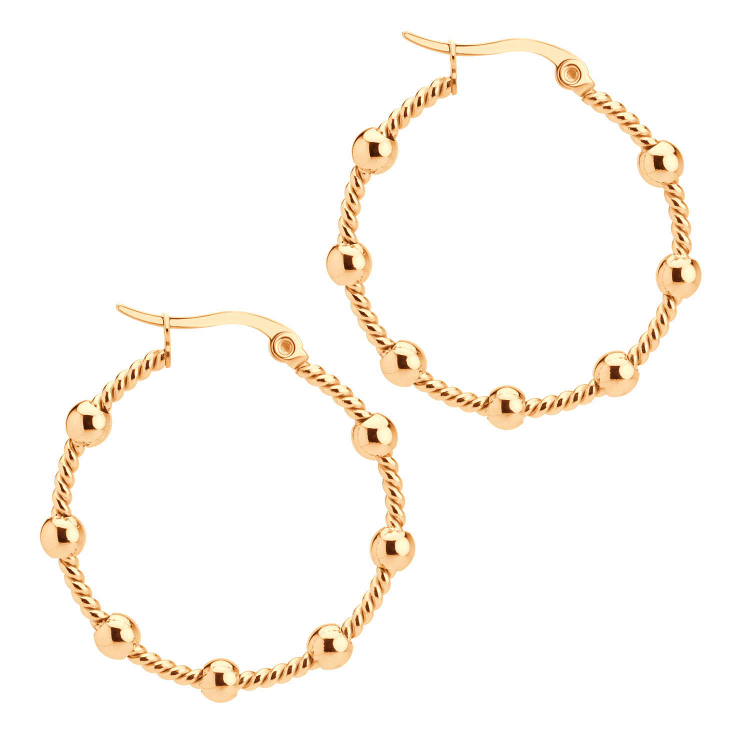 BRUNO Náušnice kroužky s kuličkami ROSE GOLD