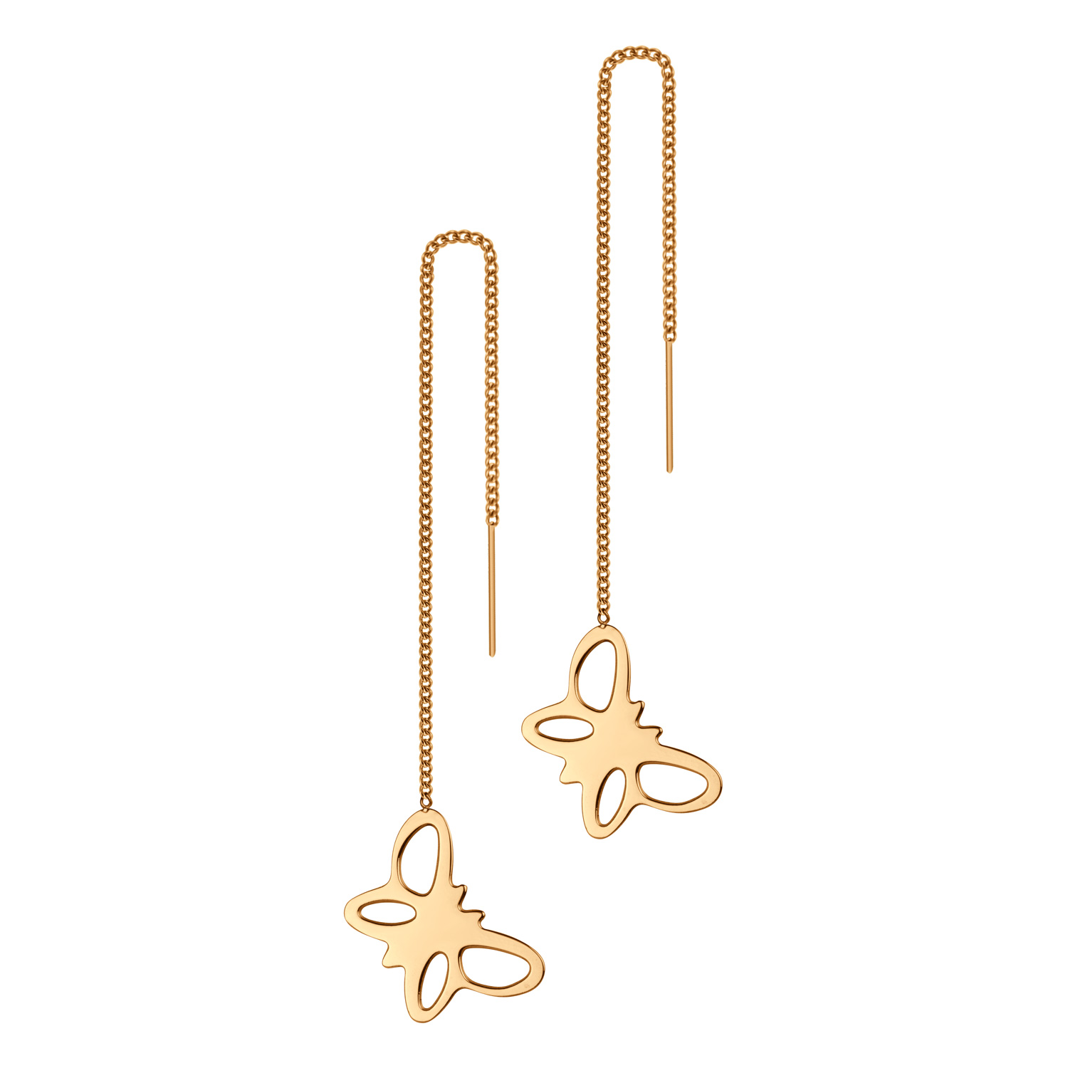 BRUNOshop.cz Provlékací řetízkové náušnice MOTÝL ROSE GOLD