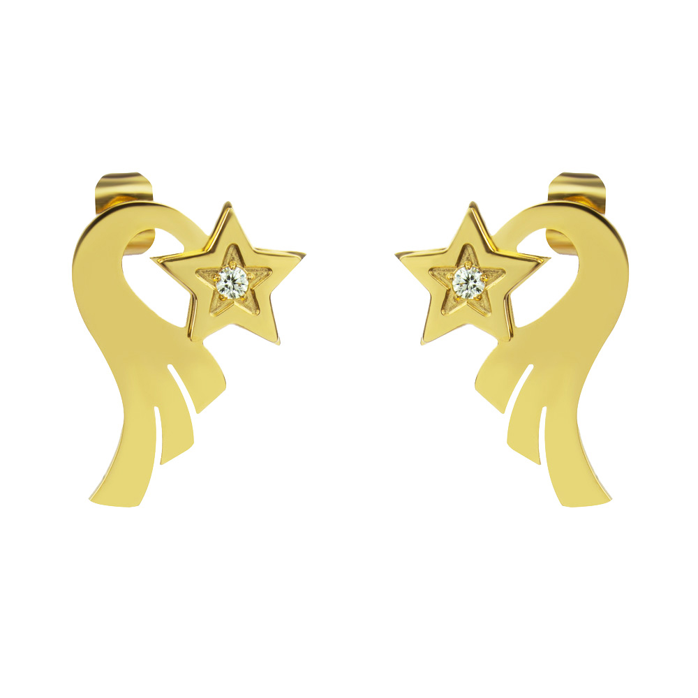 BRUNO Náušnice KOMETA s kamínkem GOLD