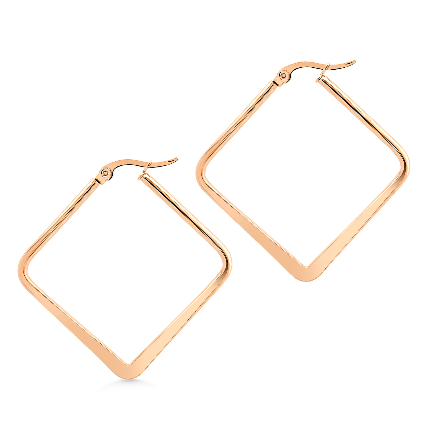 BRUNO Náušnice plochý ČTVEREC ROSE GOLD