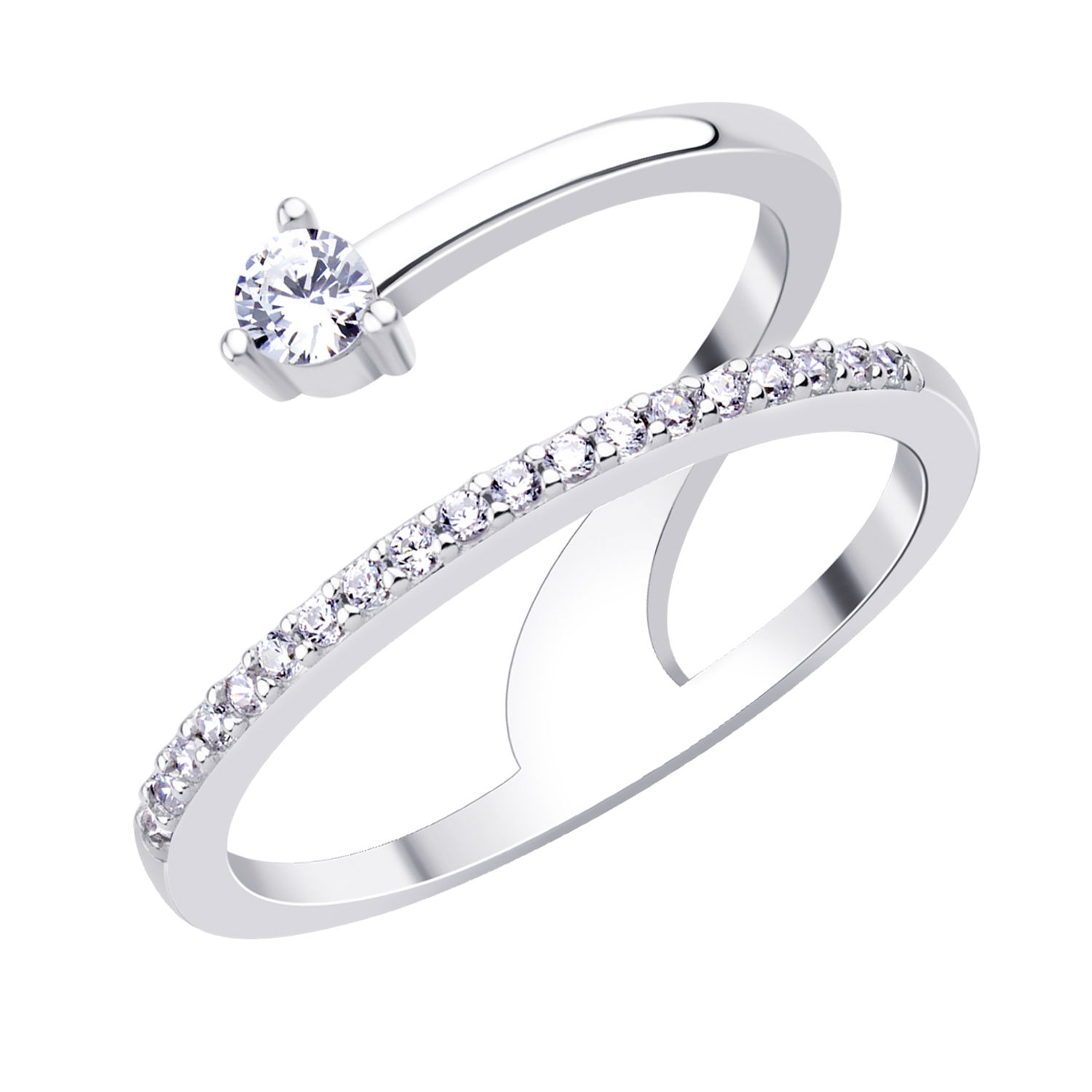 BRUNOshop.cz Stříbrný dvojitý prsten se zirkony Velikost: 6 (EU: 51,5 - 53,5)