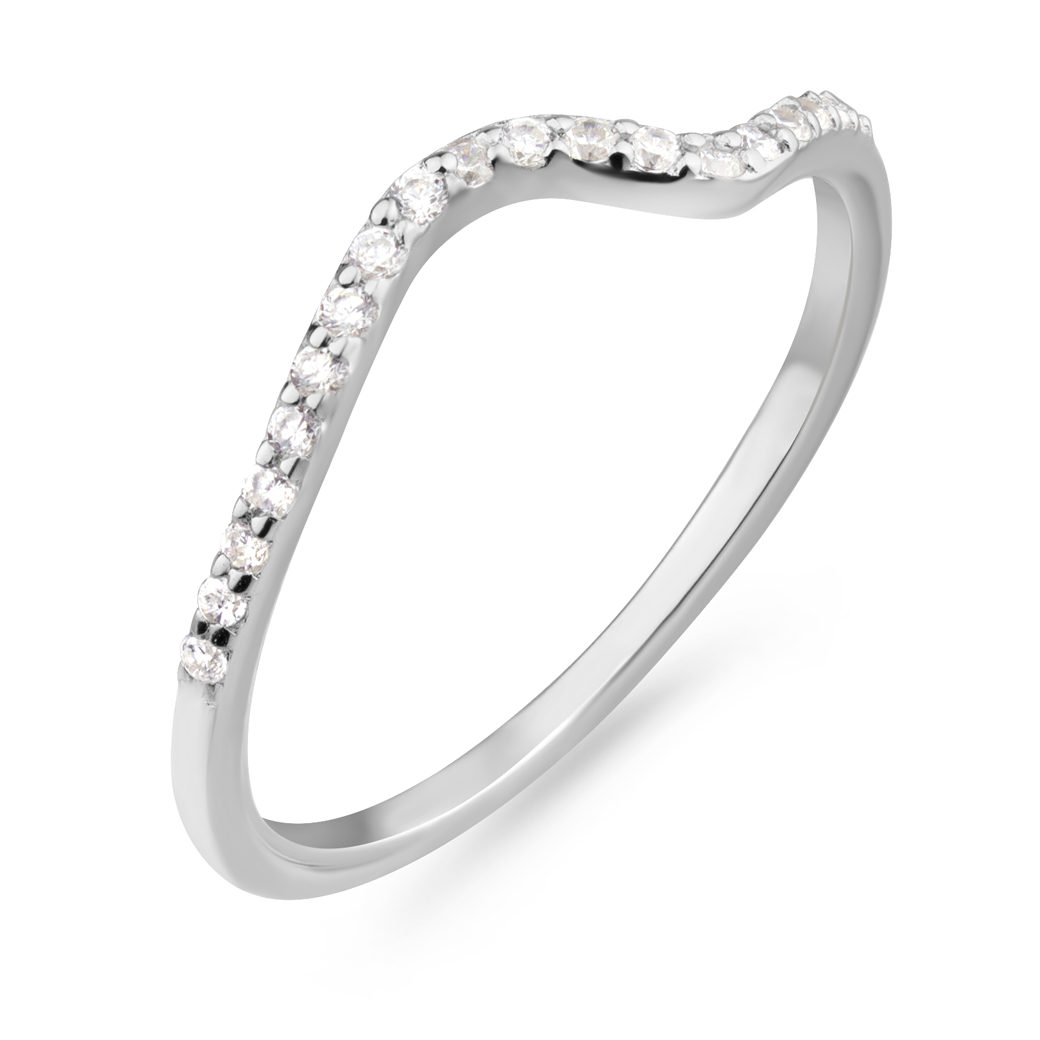 Y0028 Stříbrný prsten VLNKA se zirkony Velikost: 5 (EU: 49 - 51)