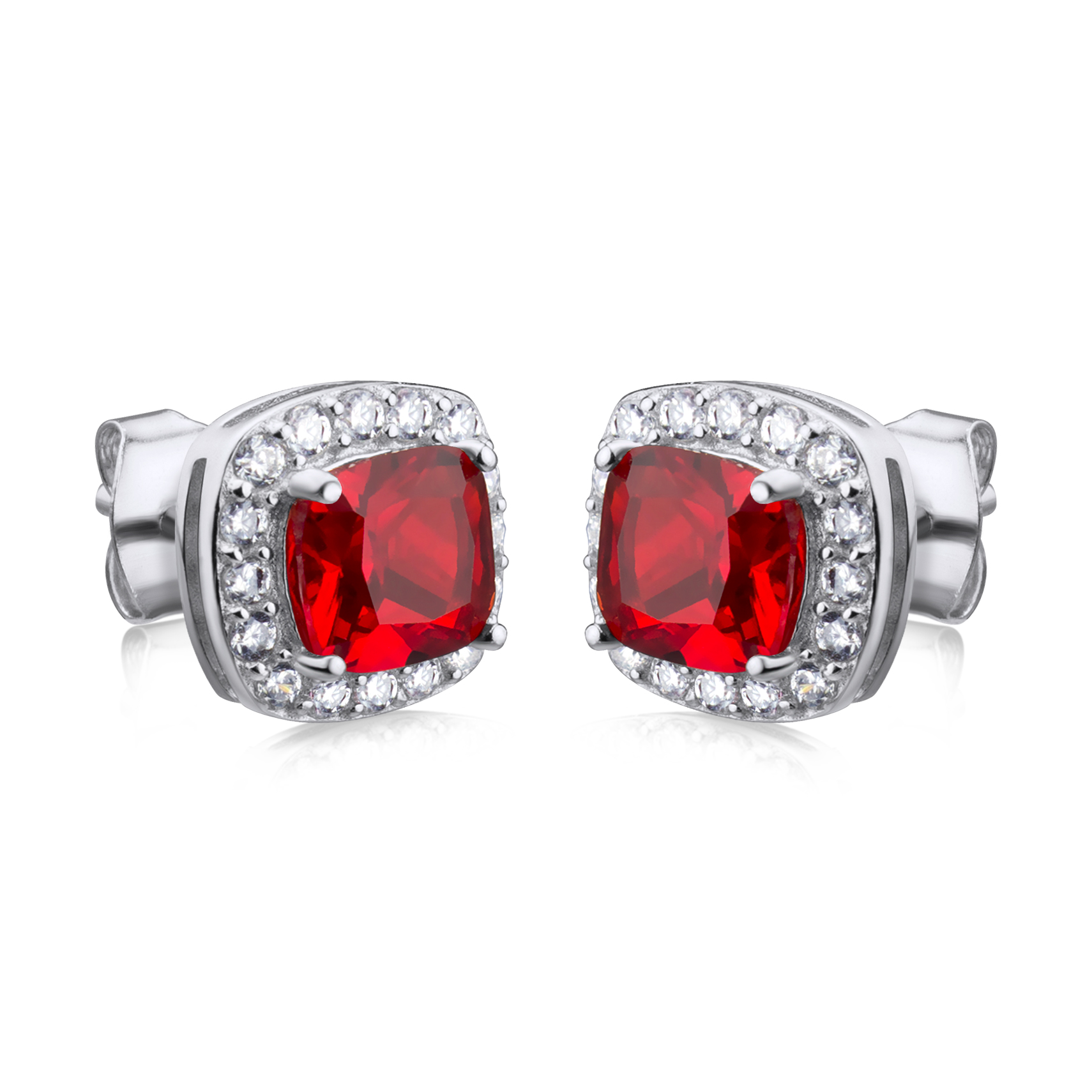 BRUNOshop.cz Y0051 Stříbrné náušnice CRYSTAL ČERVENÉ