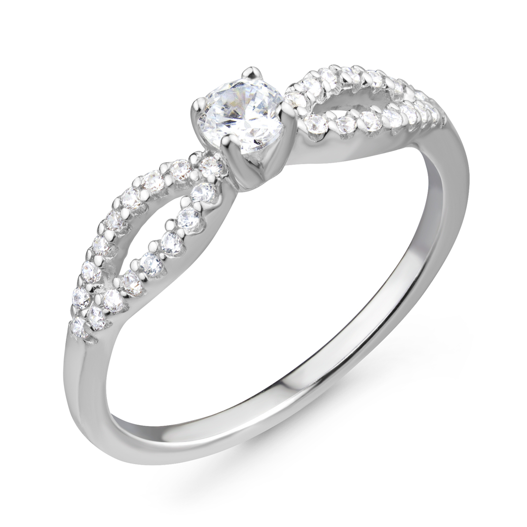 Y0052 Stříbrný prsten PRINCESS se zirkony Velikost: 5 (EU: 49 - 51)