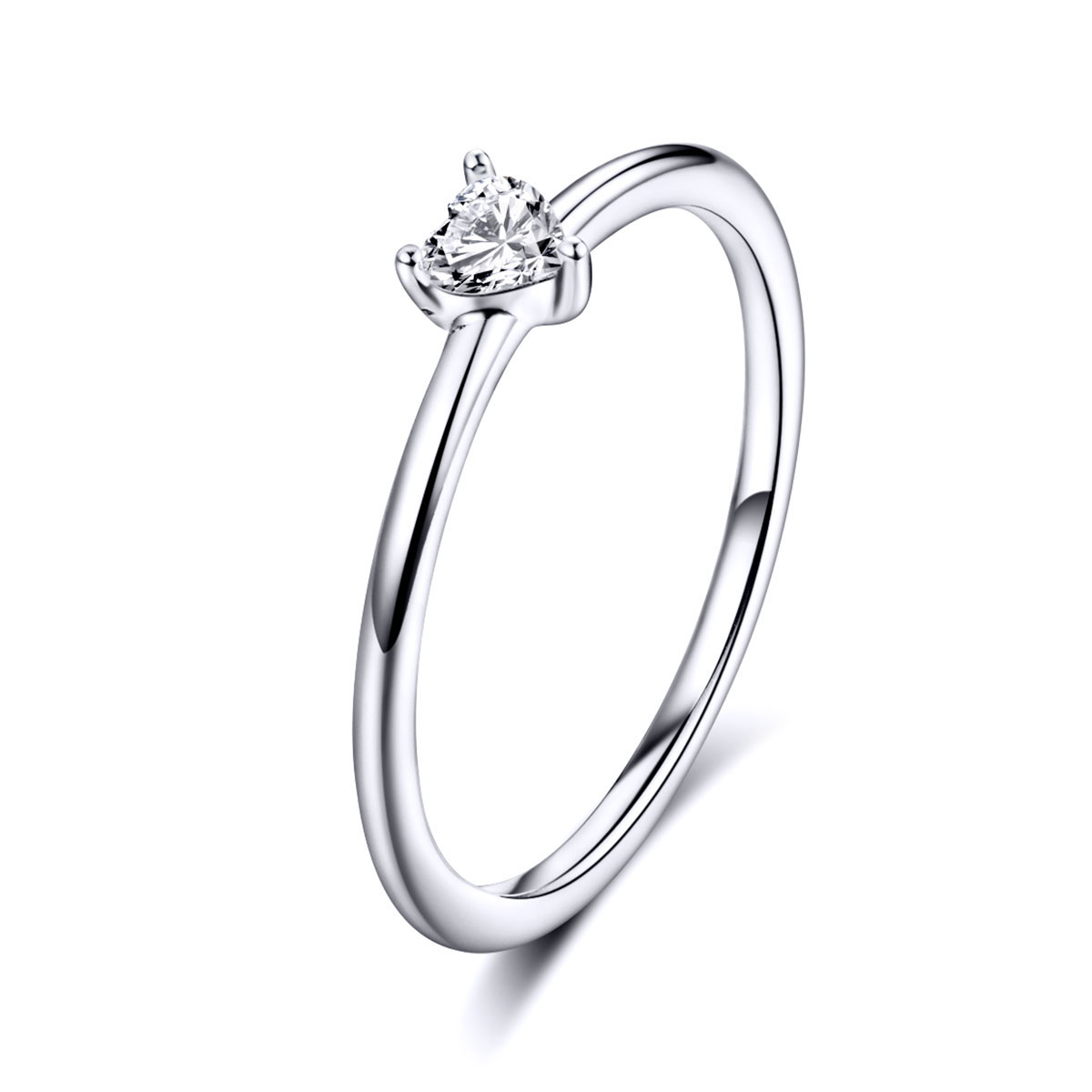Y0122 Stříbrný prsten SRDCE se zirkonem Velikost: 7 (EU: 54 - 56)