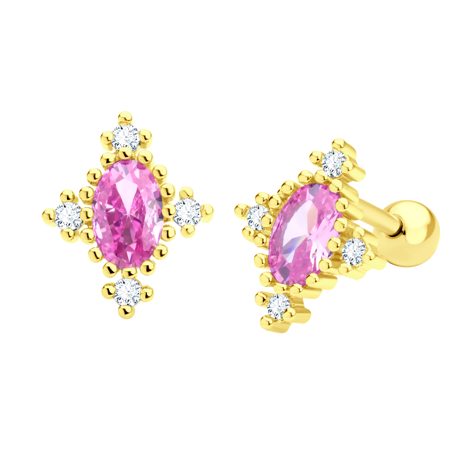 BRUNOshop.cz Náušnice KOSOČTVEREC s kamínky GOLD