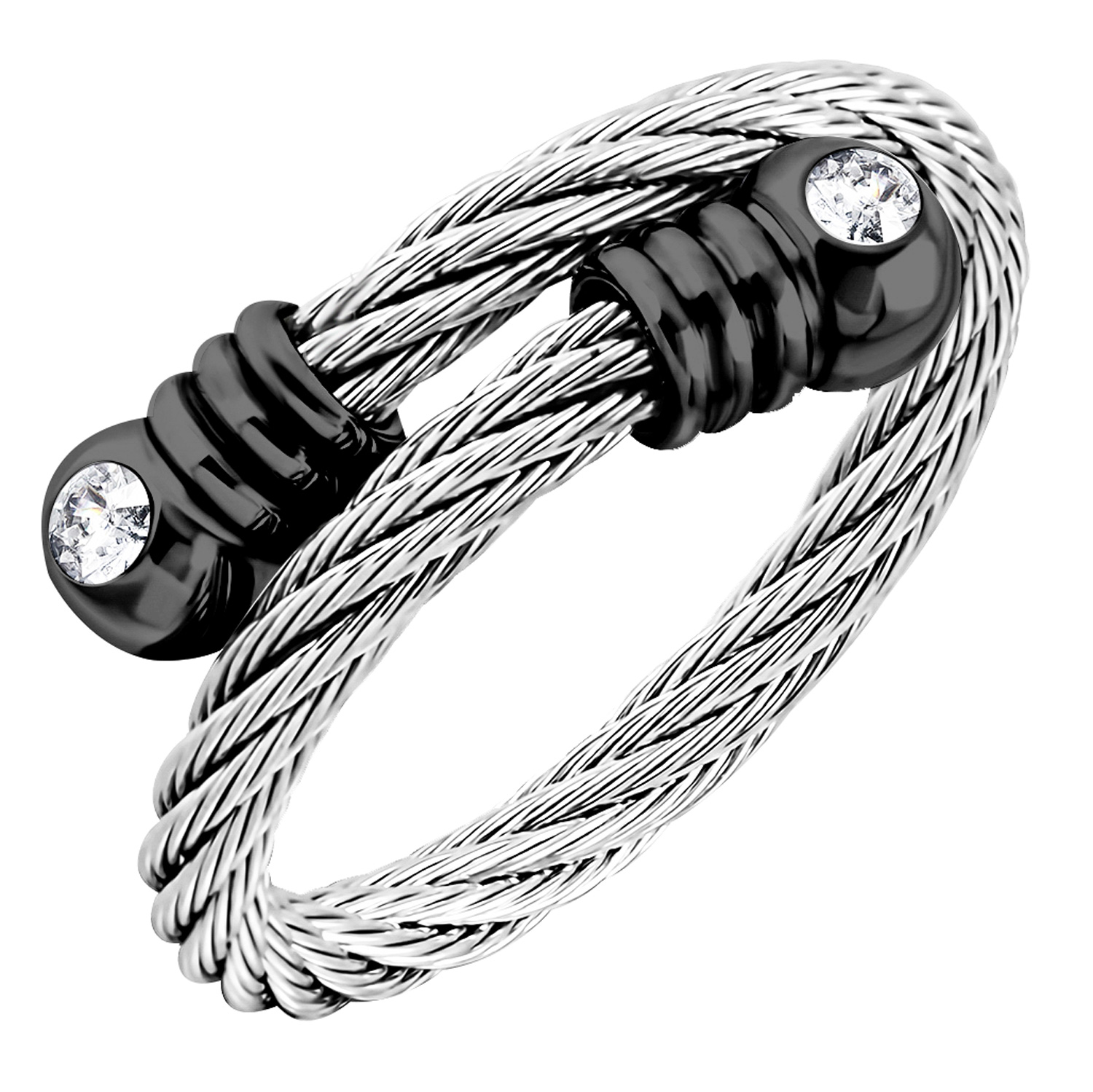 BRUNOshop.cz Prsten CORD s kamínky STŘÍBRNÝ Velikost: Univerzální