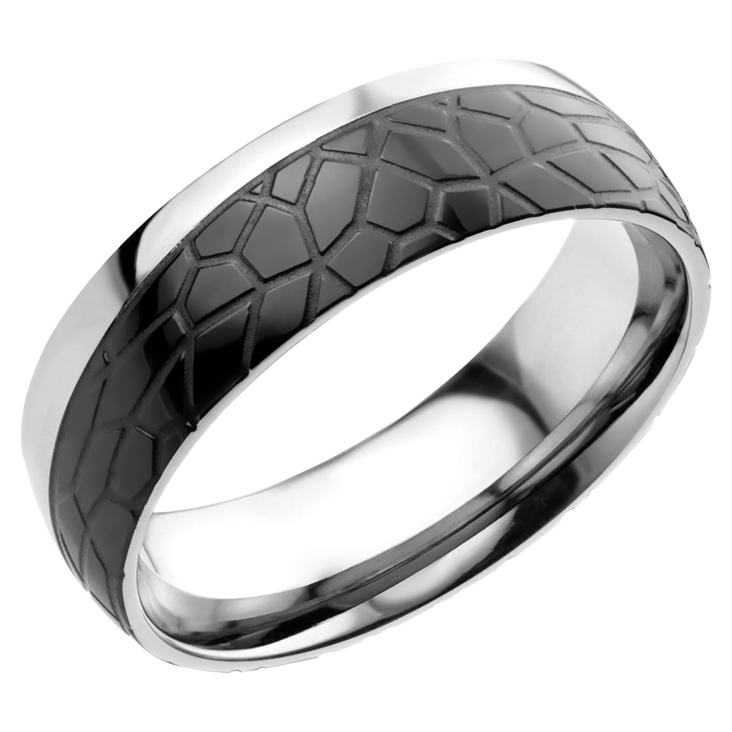 S4179 Prsten se vzorem ČERNÝ Velikost: 8 (EU: 56,5 - 58,5)