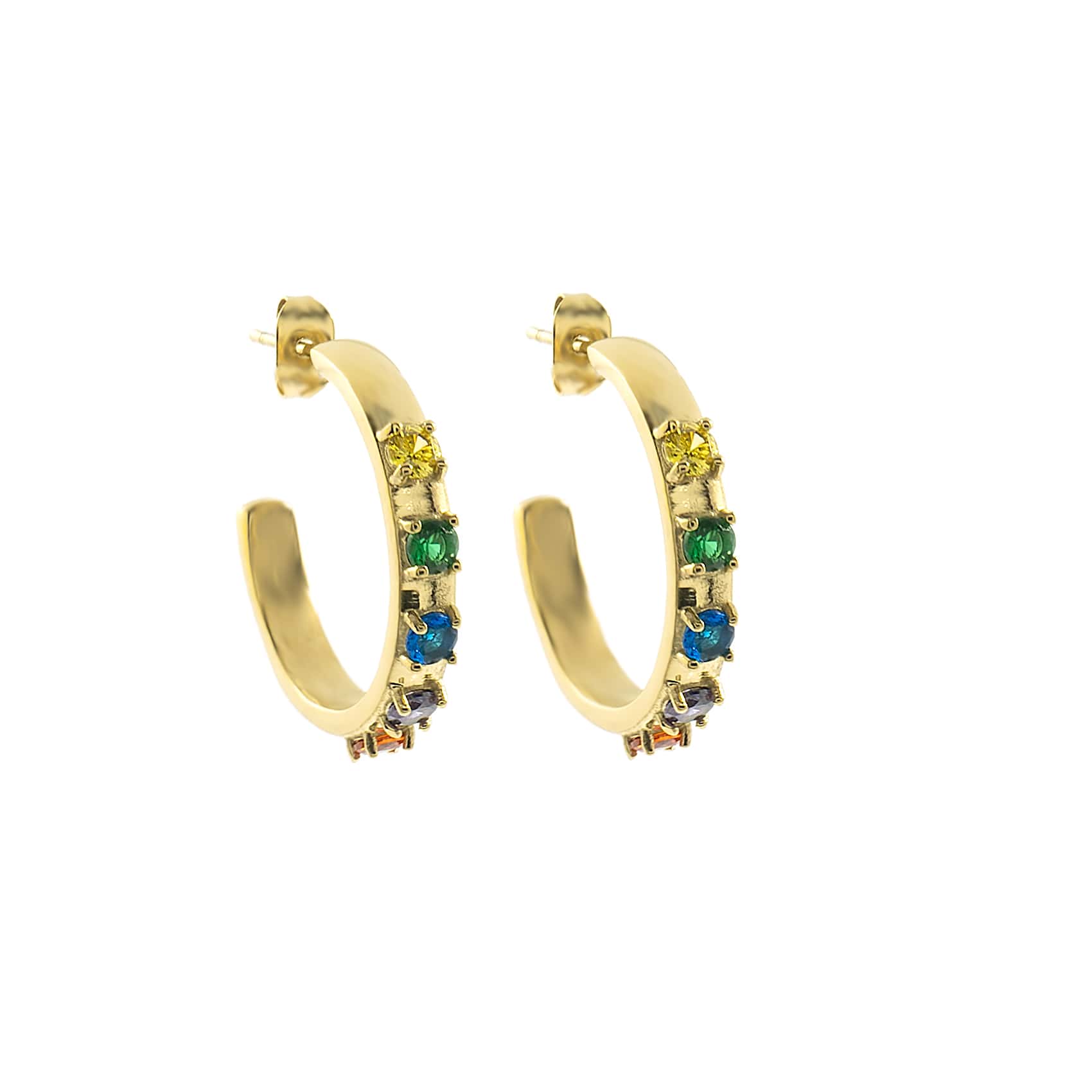 BRUNOshop.cz Náušnice kruhy s kamínky BAREVNÉ GOLD