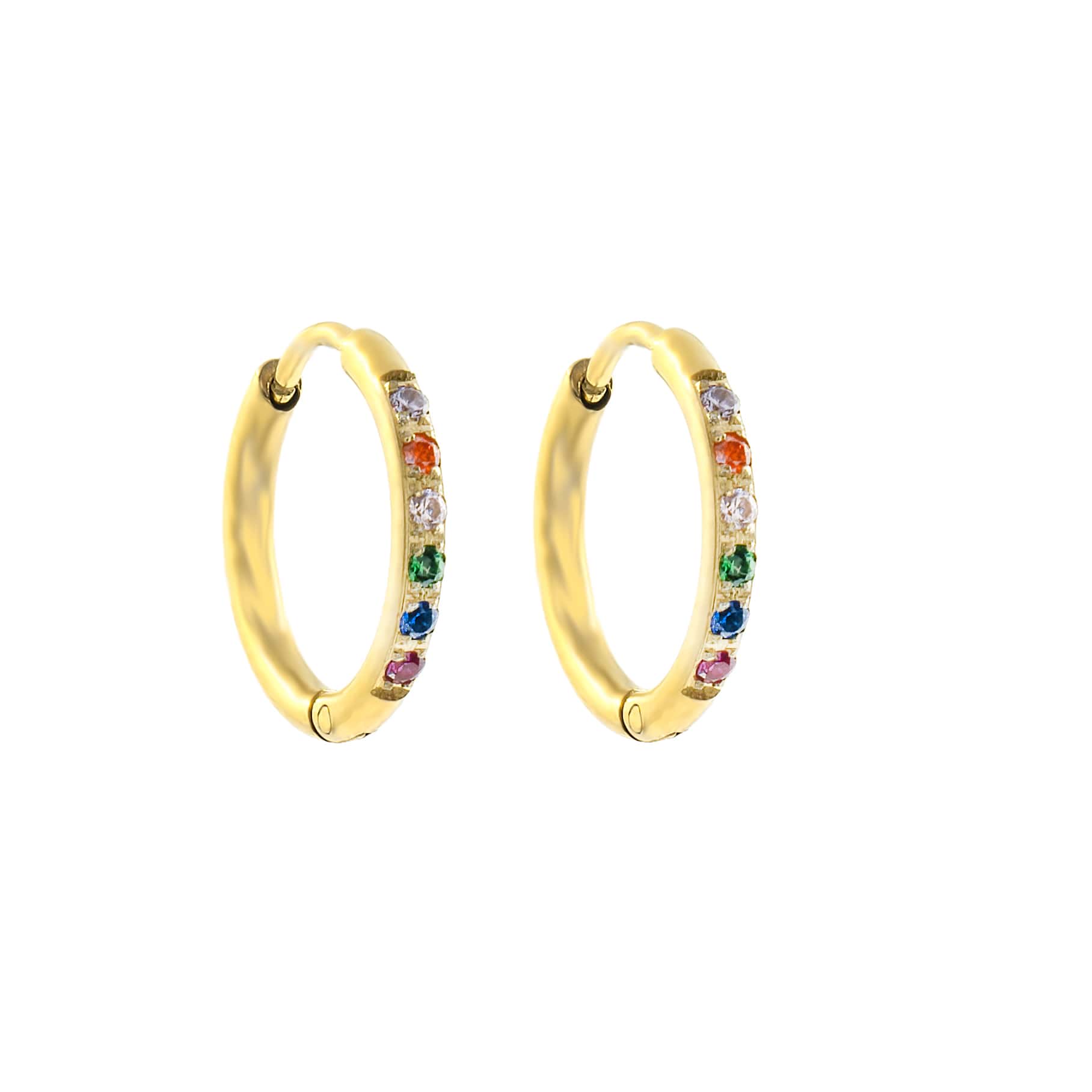 BRUNOshop.cz Náušnice kroužky s kamínky BAREVNÉ GOLD