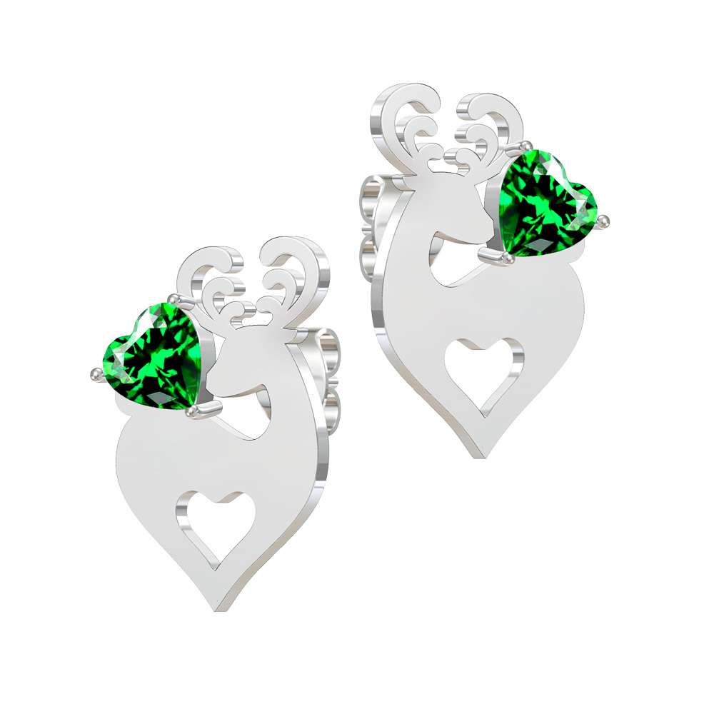 BRUNOshop.cz Náušnice SOB se SRDÍČKEM ZELENÉ