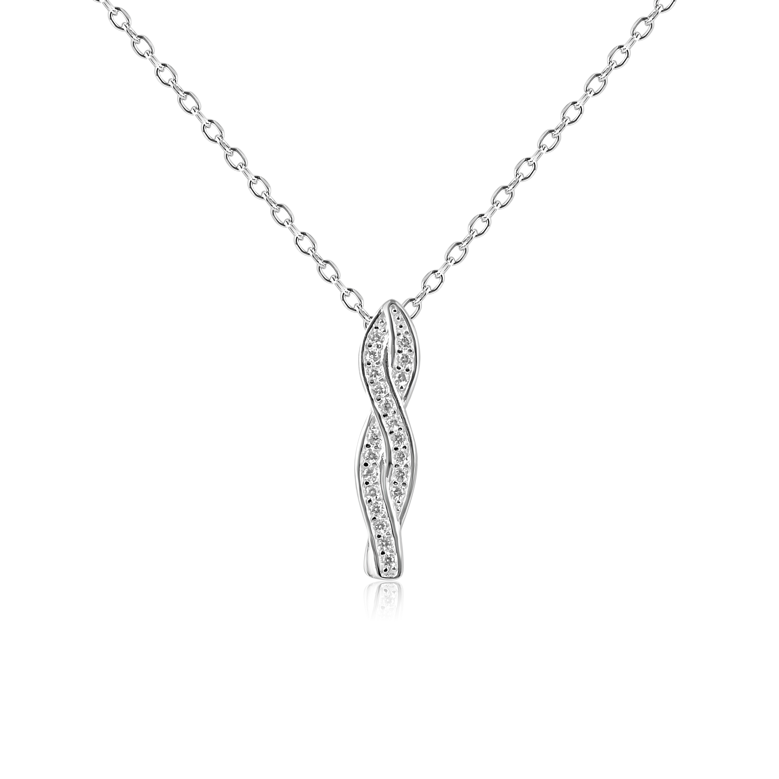 Meucci Stříbrný propletený přívěsek se zirkony