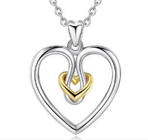 Y0267 Stříbrný náhrdelník PROPOJENÁ SRDCE GOLD