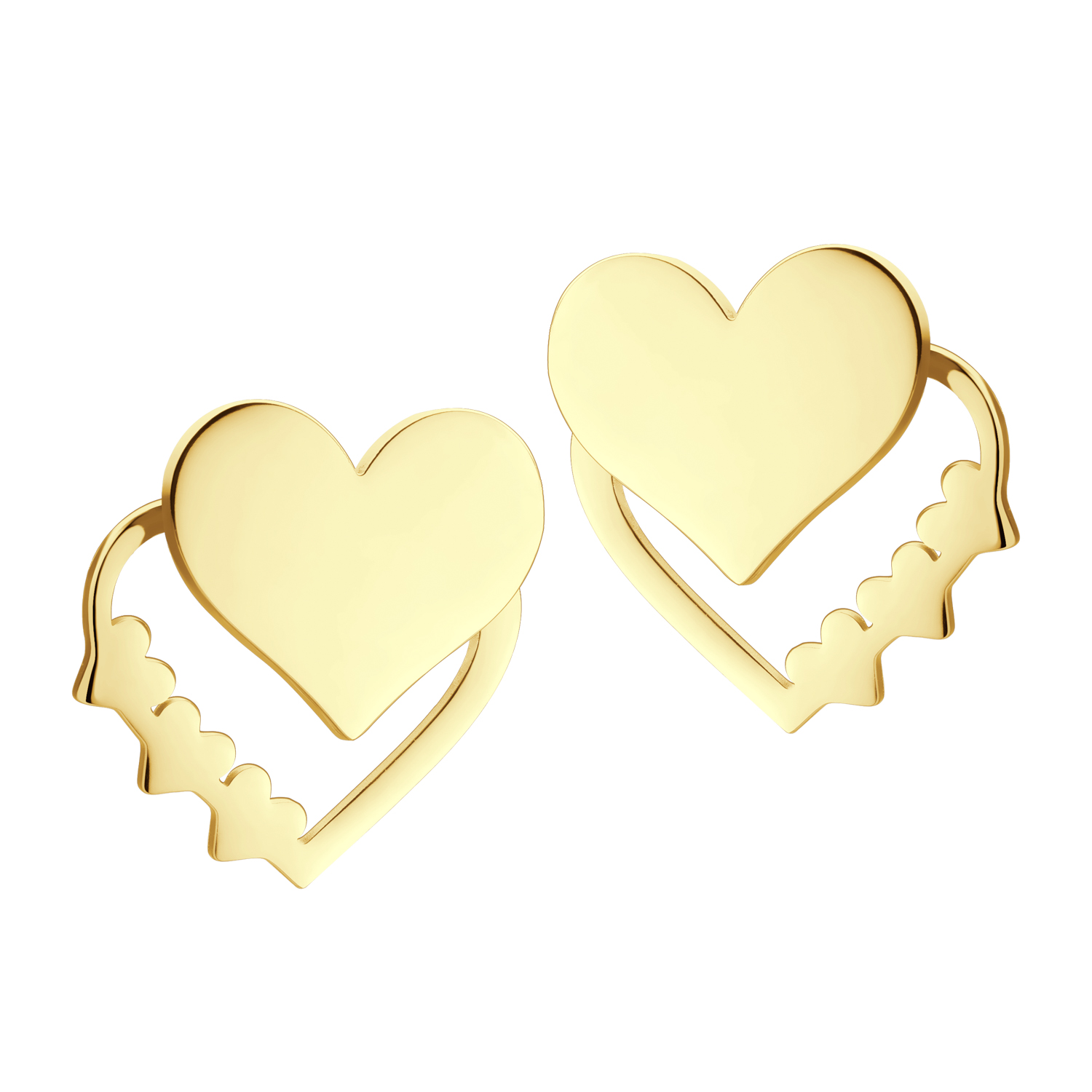 BRUNOshop.cz Náušnice dvojité SRDCE GOLD