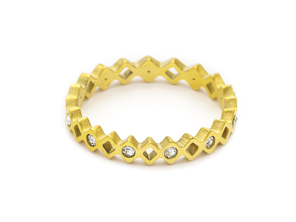 BRUNOshop.cz Jemný prsten s kamínky GOLD Velikost: 4 (EU: 46,5 - 48,5)