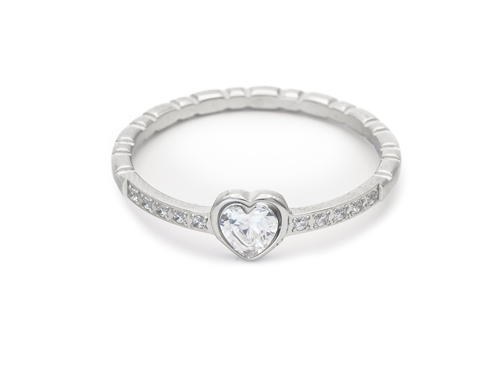 BRUNOshop.cz Prsten SRDÍČKO s kamínky Velikost: 8 (EU: 56,5 - 58,5)