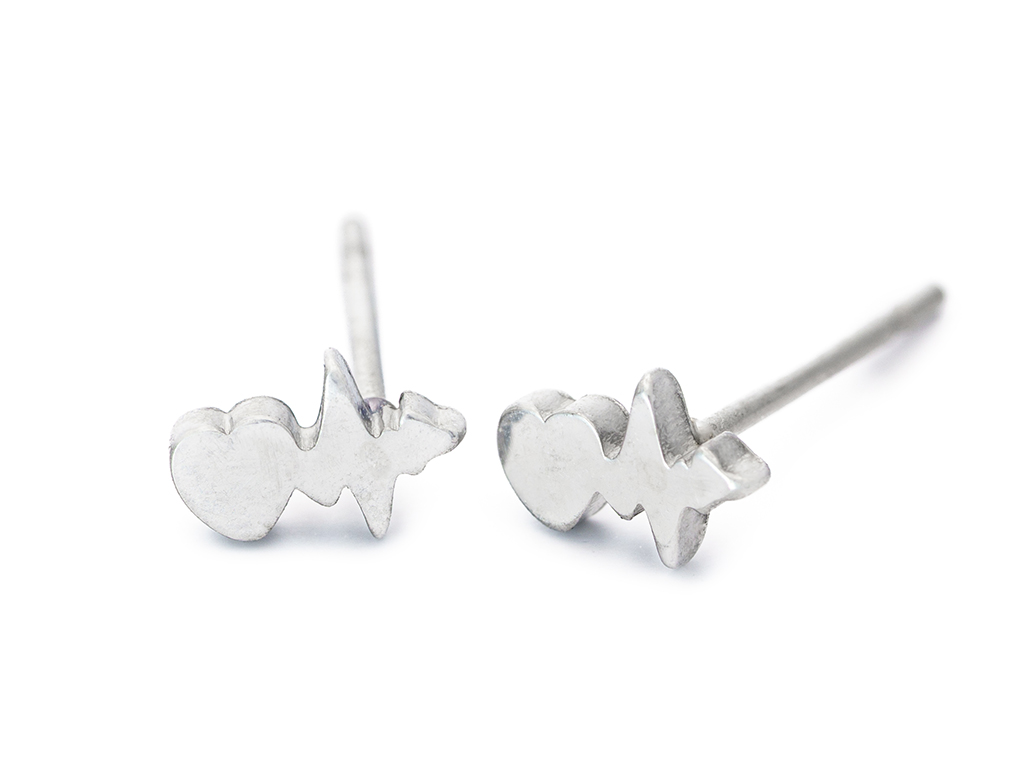 BRUNOshop.cz Náušnice KŘIVKA EKG se SRDÍČKEM