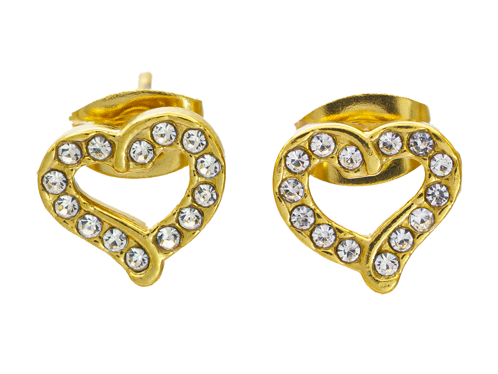 BRUNOshop.cz Náušnice SRDÍČKO s kamínky GOLD