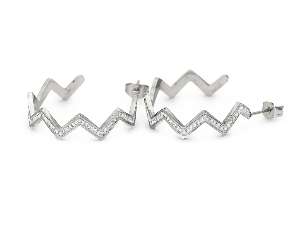 BRUNOshop.cz Náušnice CIK-CAK otevřené kroužky s kamínky