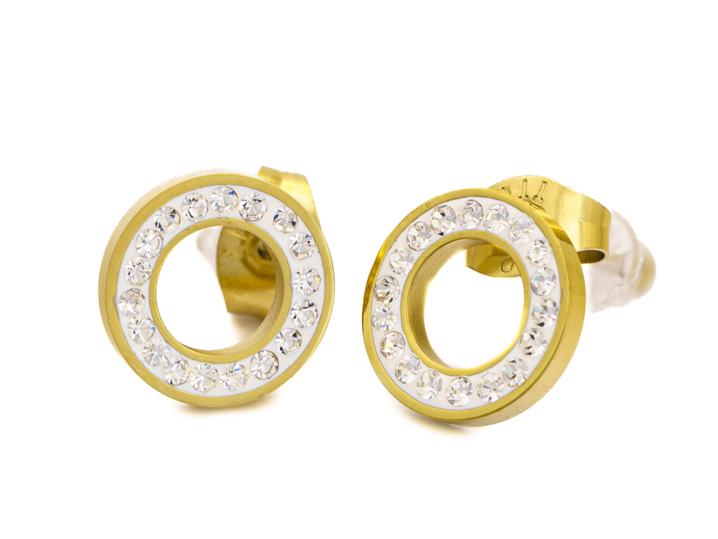 BRUNOshop.cz Náušnice MINI KROUŽEK GOLD s kamínky