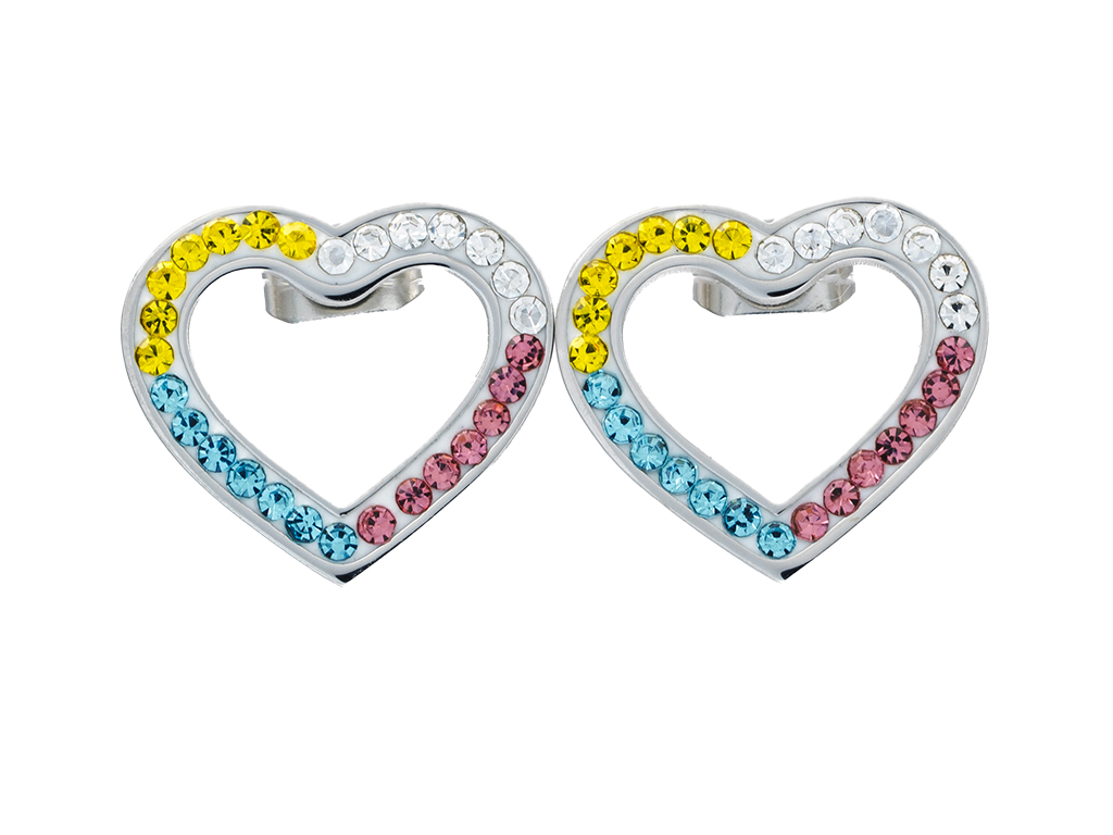 BRUNOshop.cz Náušnice OBRYS SRDCE s kamínky BAREVNÉ