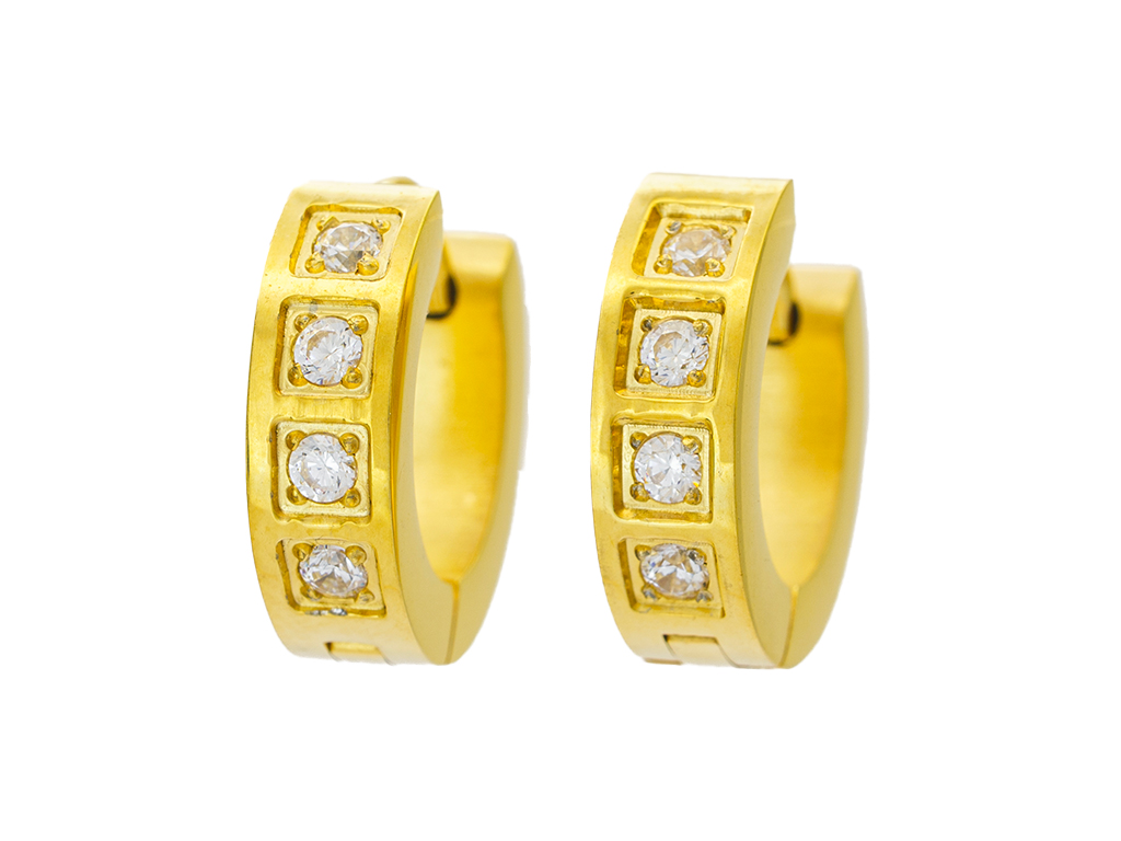 BRUNOshop.cz Náušnice kroužky s kamínky GOLD