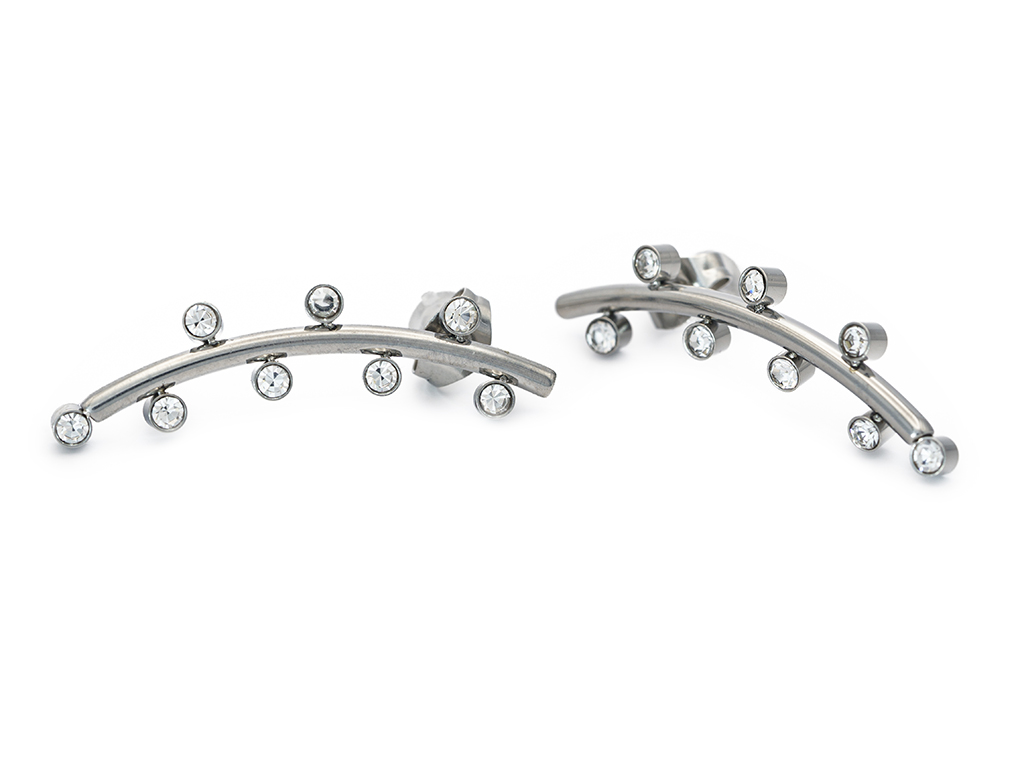 BRUNOshop.cz Podélné náušnice LÍSTKY s kamínky