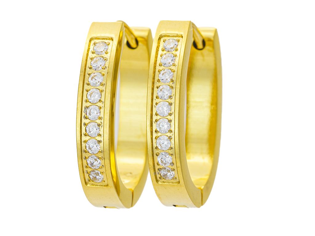 BRUNOshop.cz Oválné náušnice kroužky s kamínky GOLD