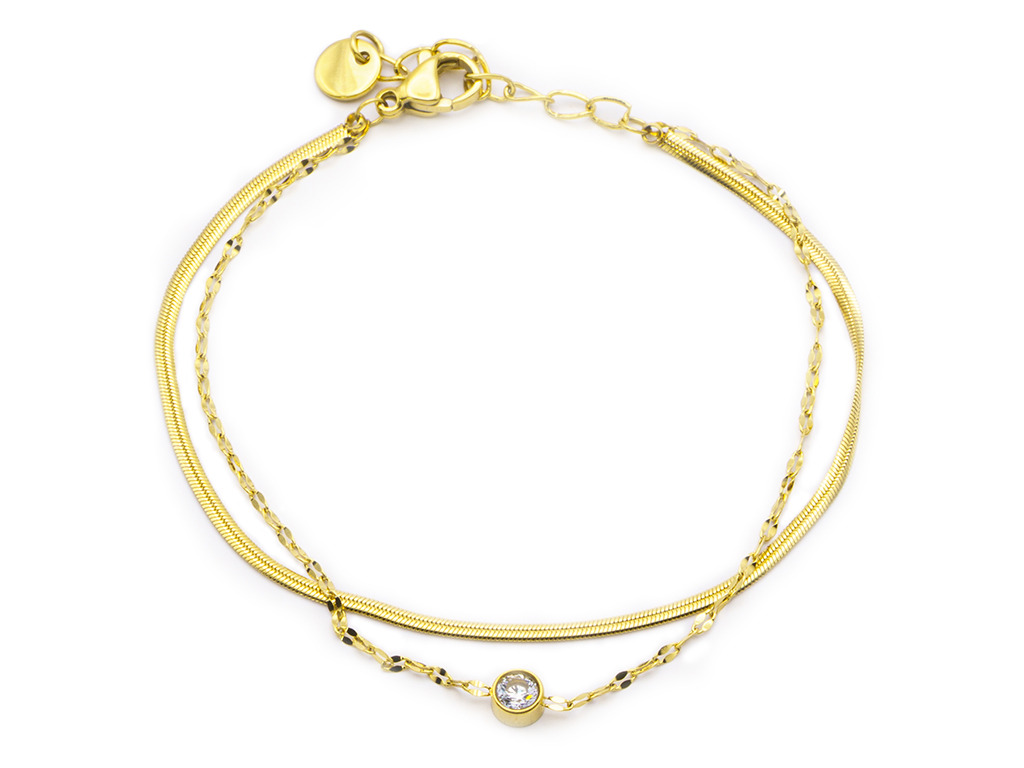 BRUNOshop.cz Dvojitý náramek s kamínkem GOLD