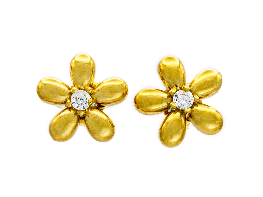 BRUNOshop.cz Náušnice KYTIČKA s kamínkem GOLD