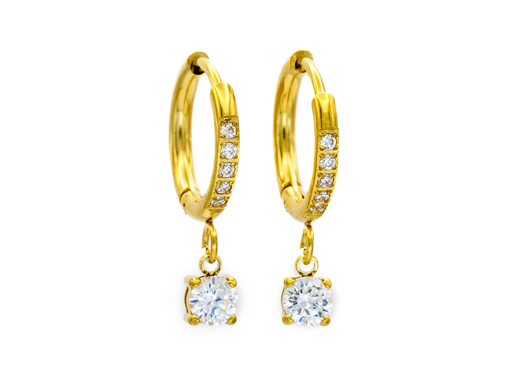 BRUNOshop.cz Visací náušnice KAMÍNEK GOLD