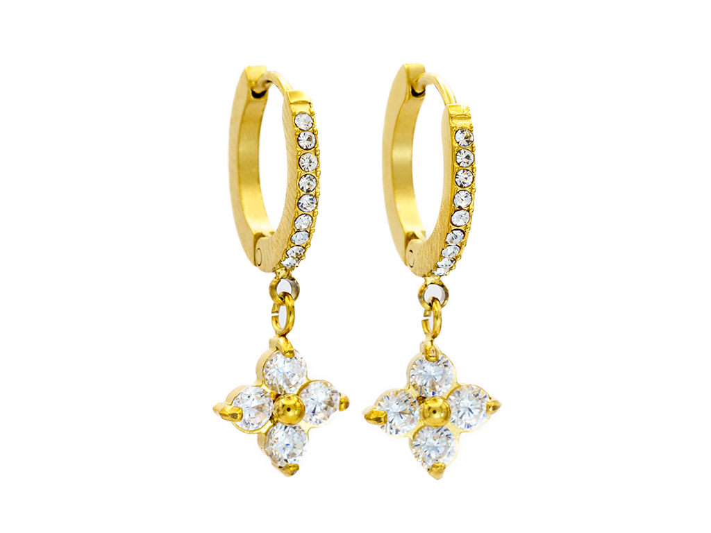 BRUNOshop.cz Visací náušnice HVĚZDIČKA s kamínky GOLD