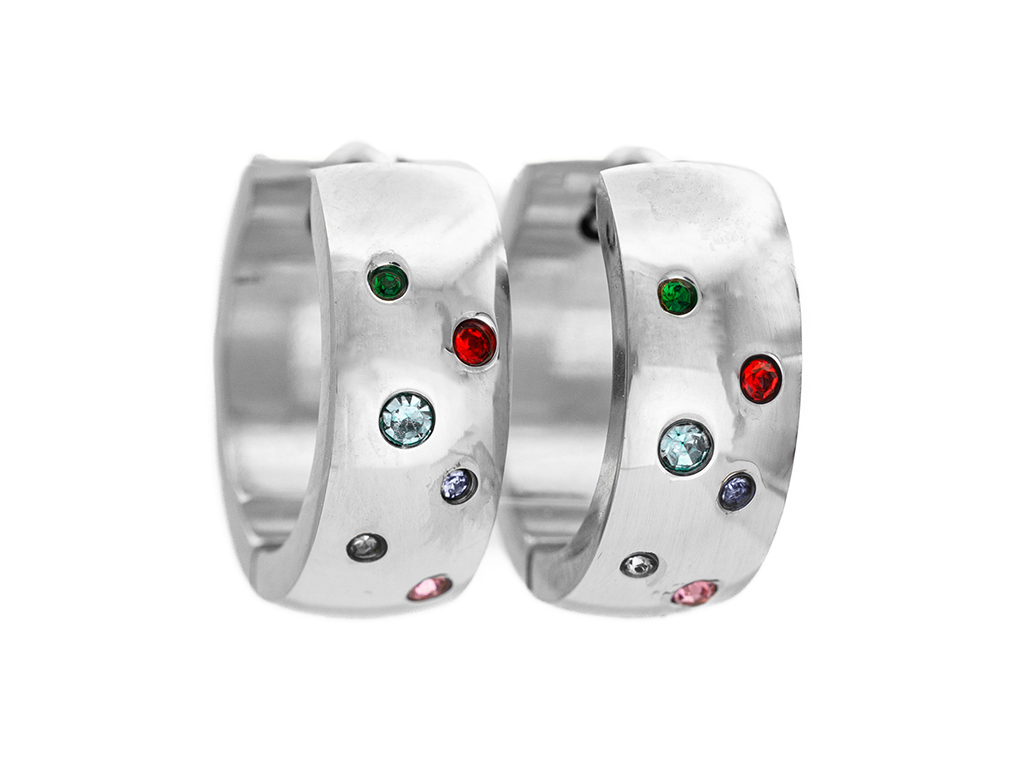 BRUNOshop.cz Náušnice VZOROVANÉ KROUŽKY s kamínky BAREVNÉ